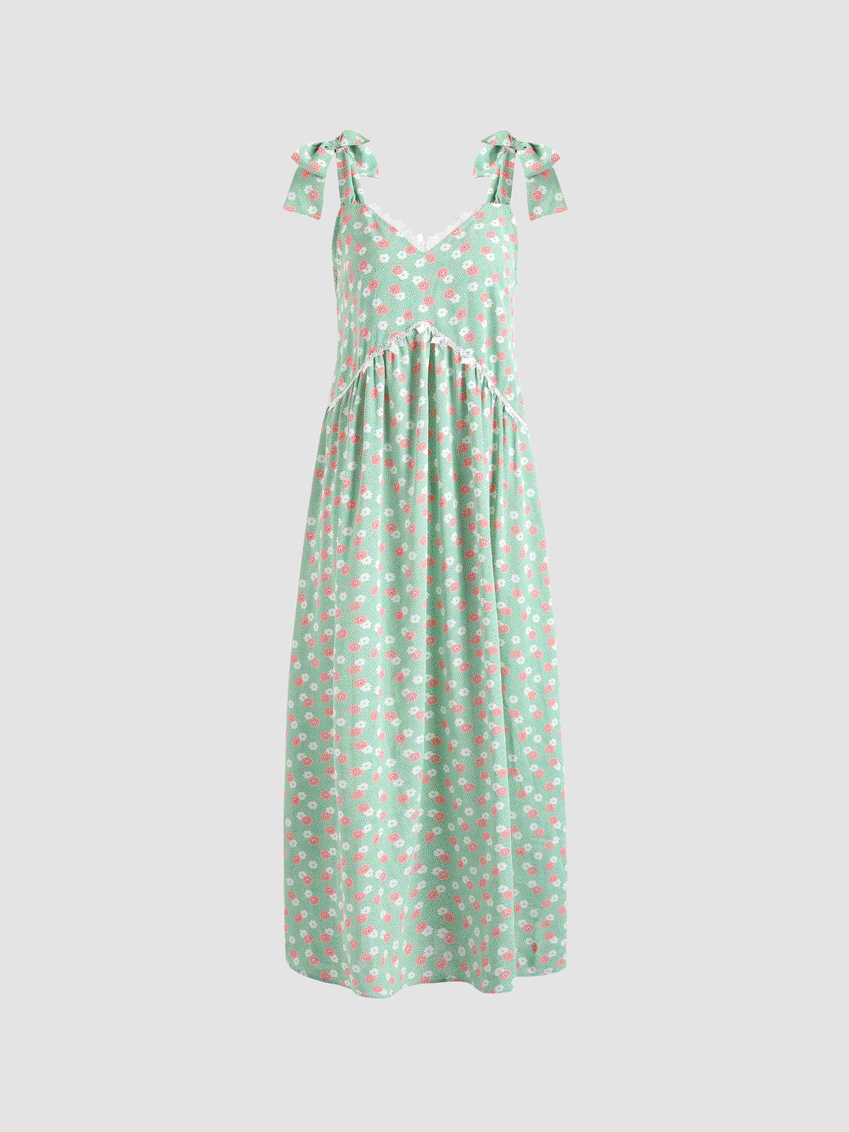 Floral Maxi Dress With Bow Shoulder Strap Cider