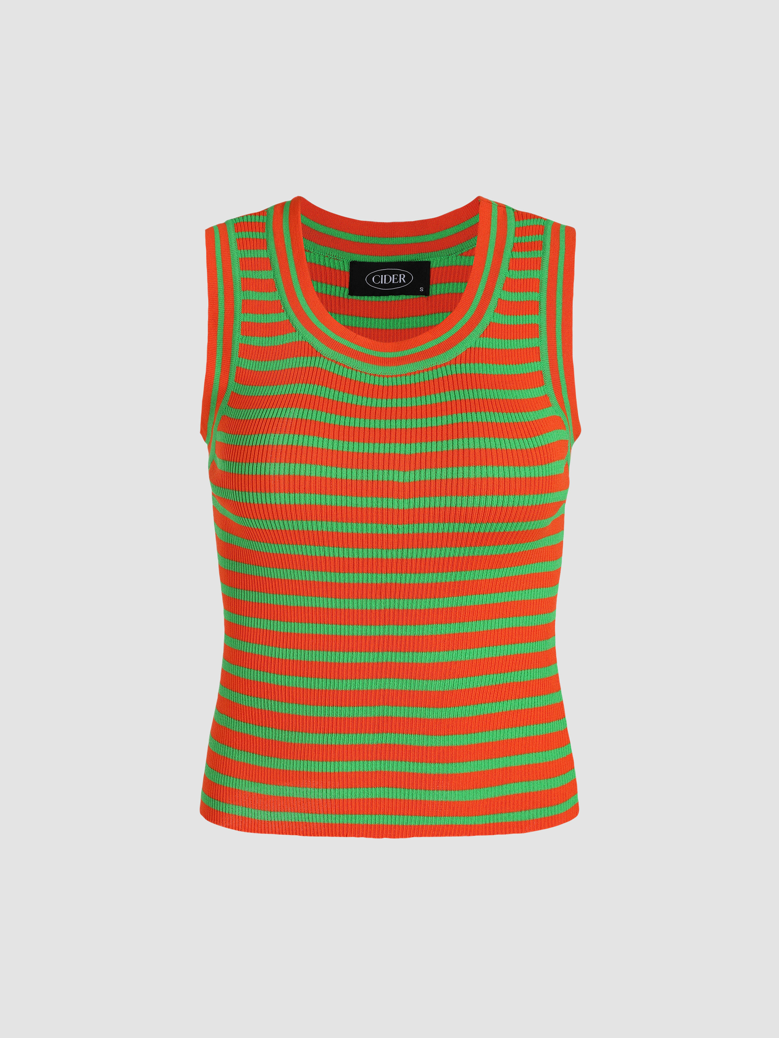 Striped Knitted Vest Top Cider