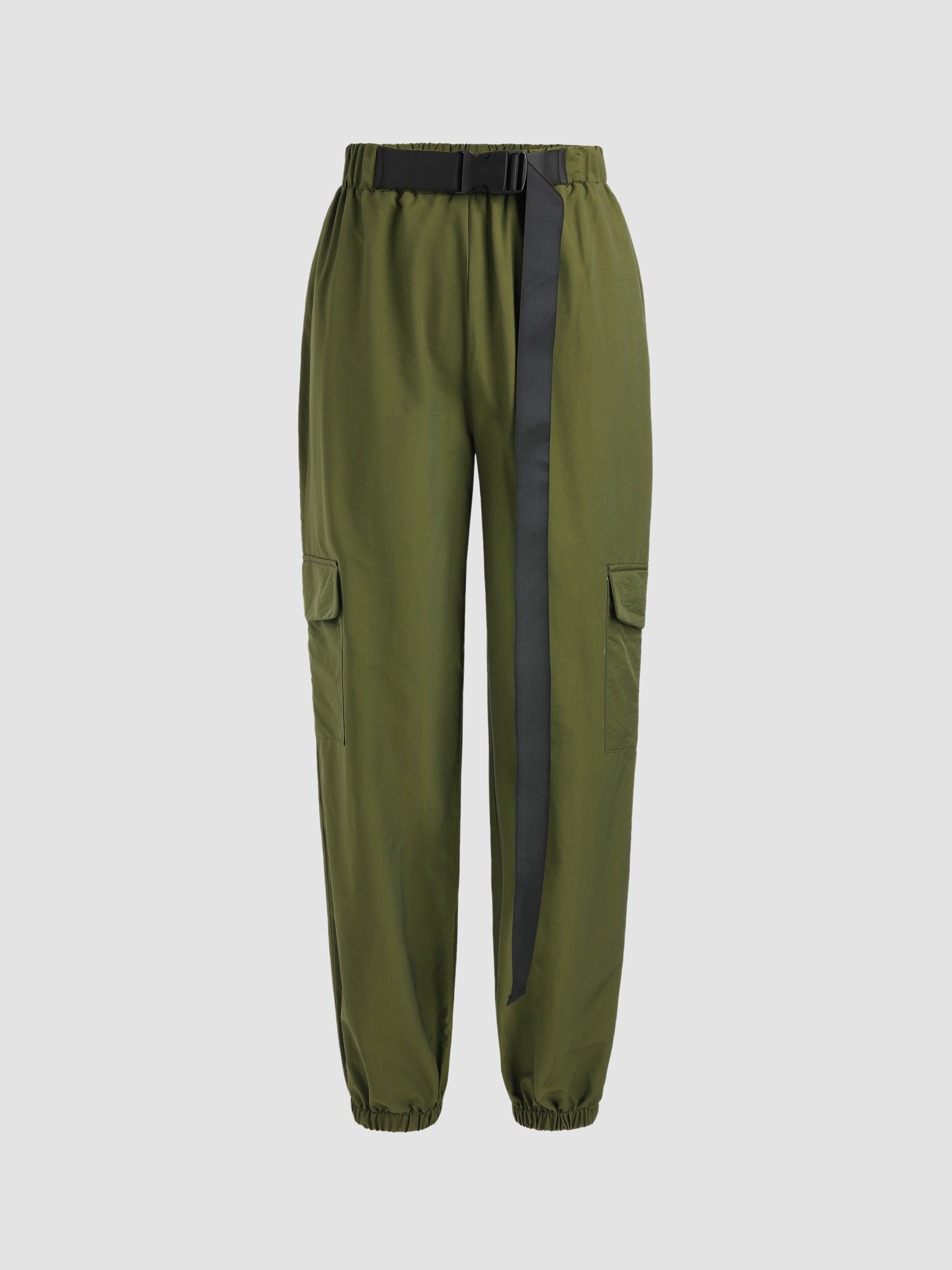 Belted Flap Pocket Cargo Pants Cider