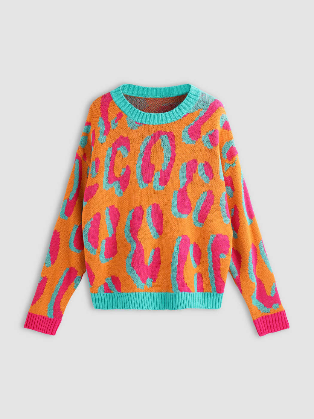 Minimaal haspel nep Orange Leopard Print Sweater - Cider