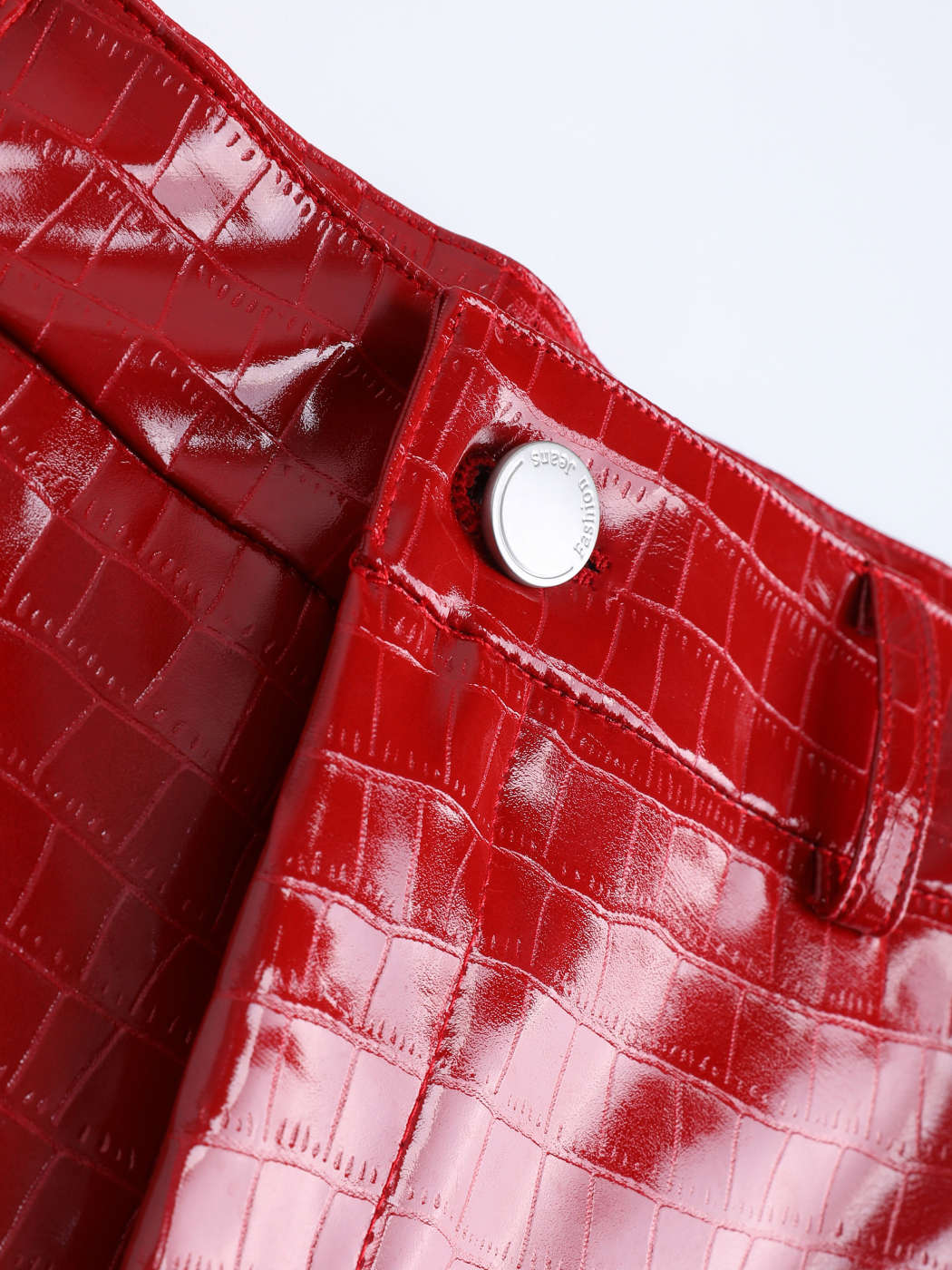 Cherry Red Faux Crocodile Leather Pants - Cider