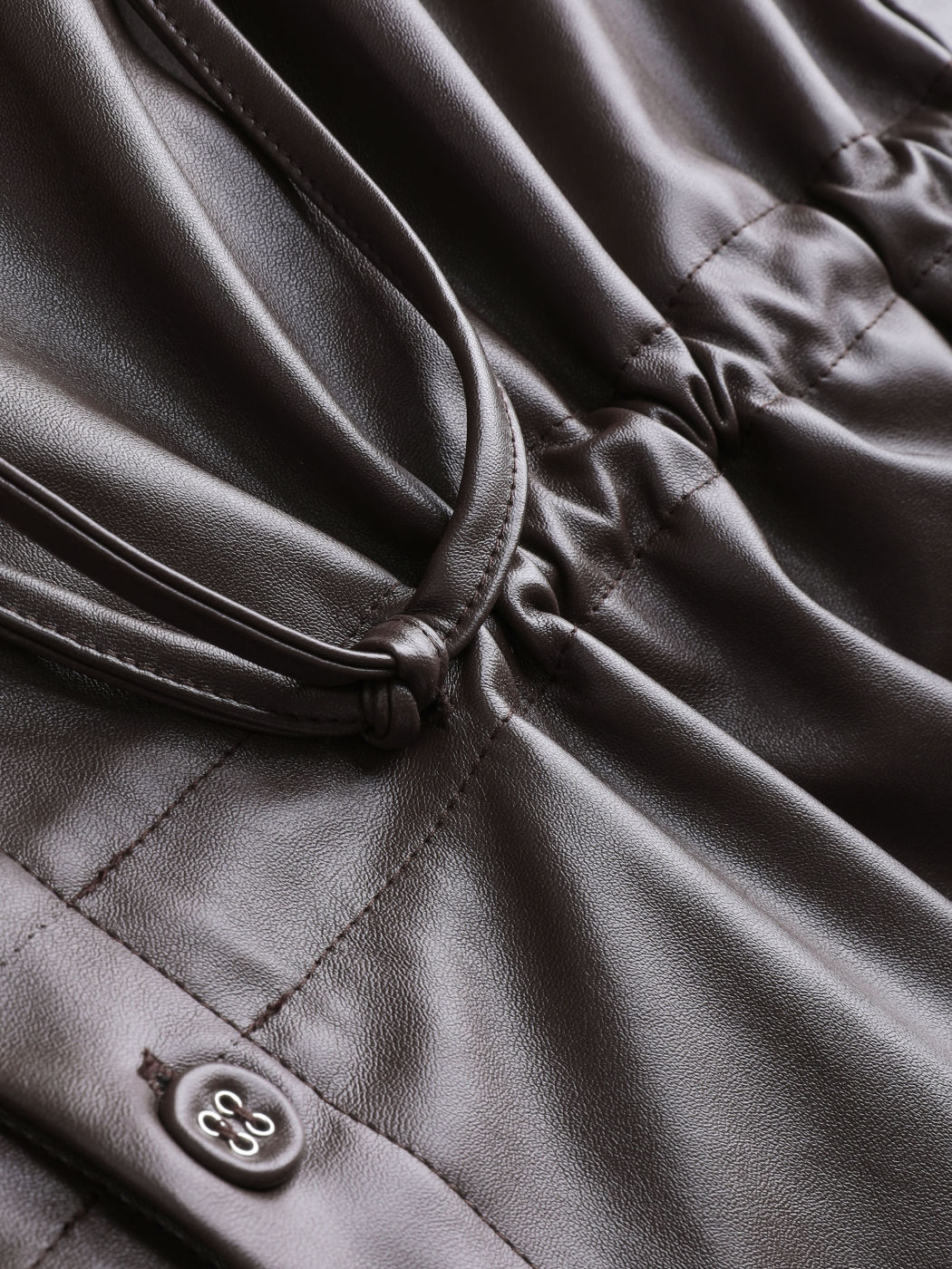 Waist Pull-up Faux Leather Shirt Jacket