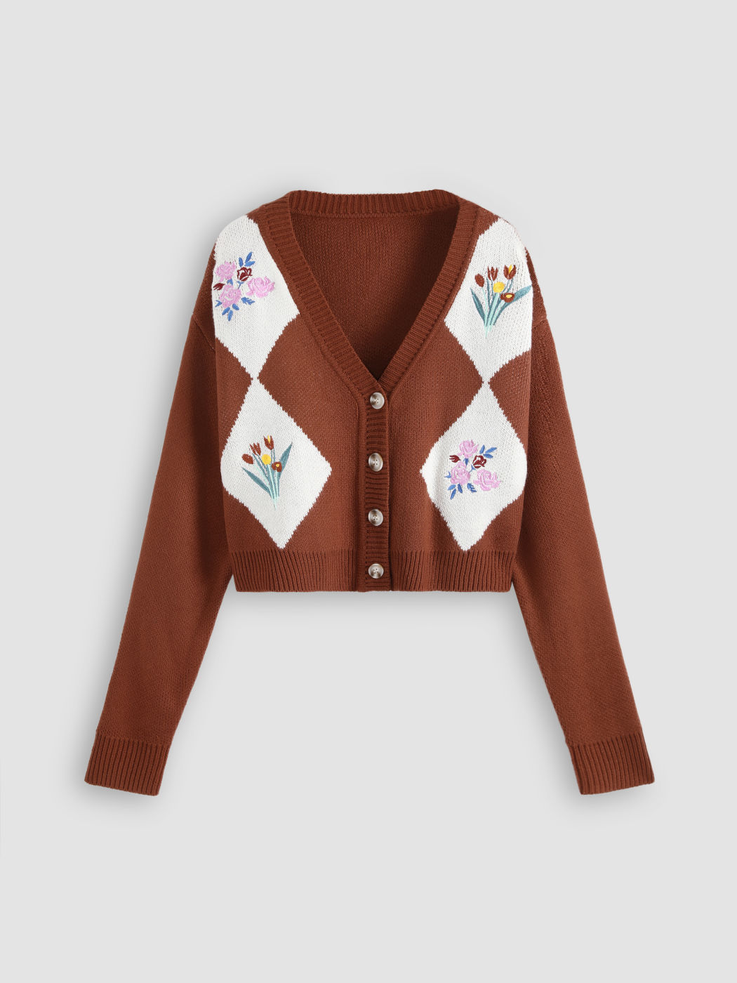 Florale Vintage-Strickjacke