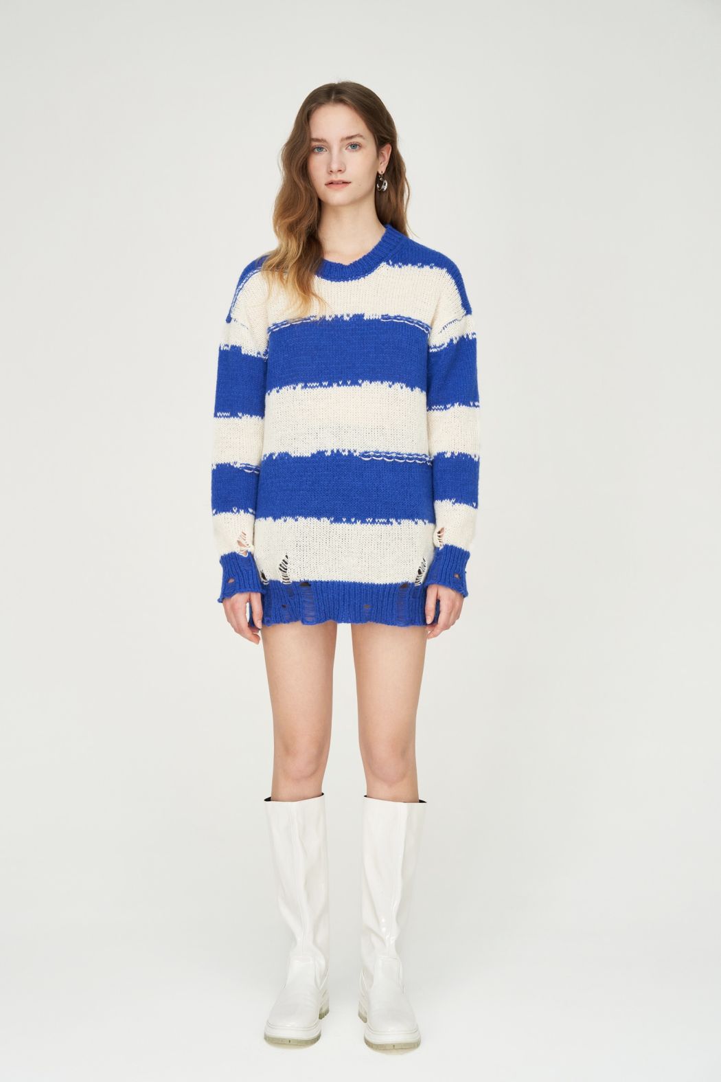 Blue&White Ripped Sweater