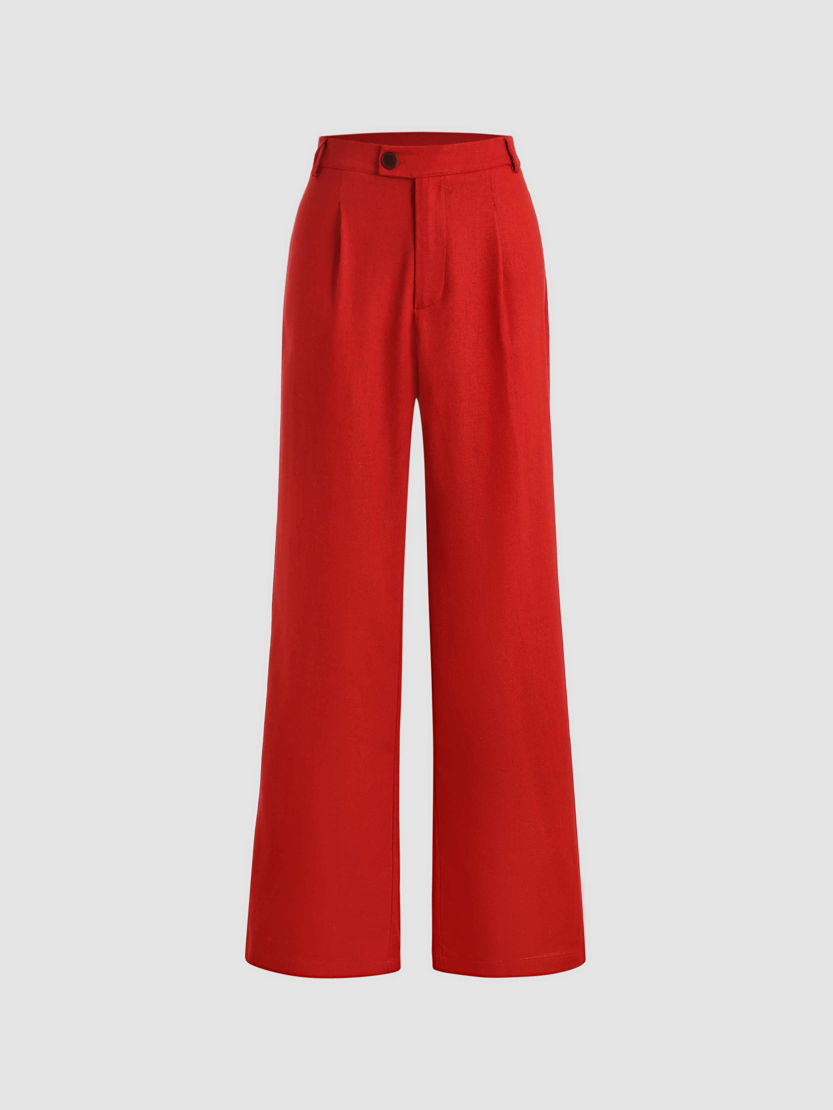 Red Solid Wide Leg Trousers - Cider