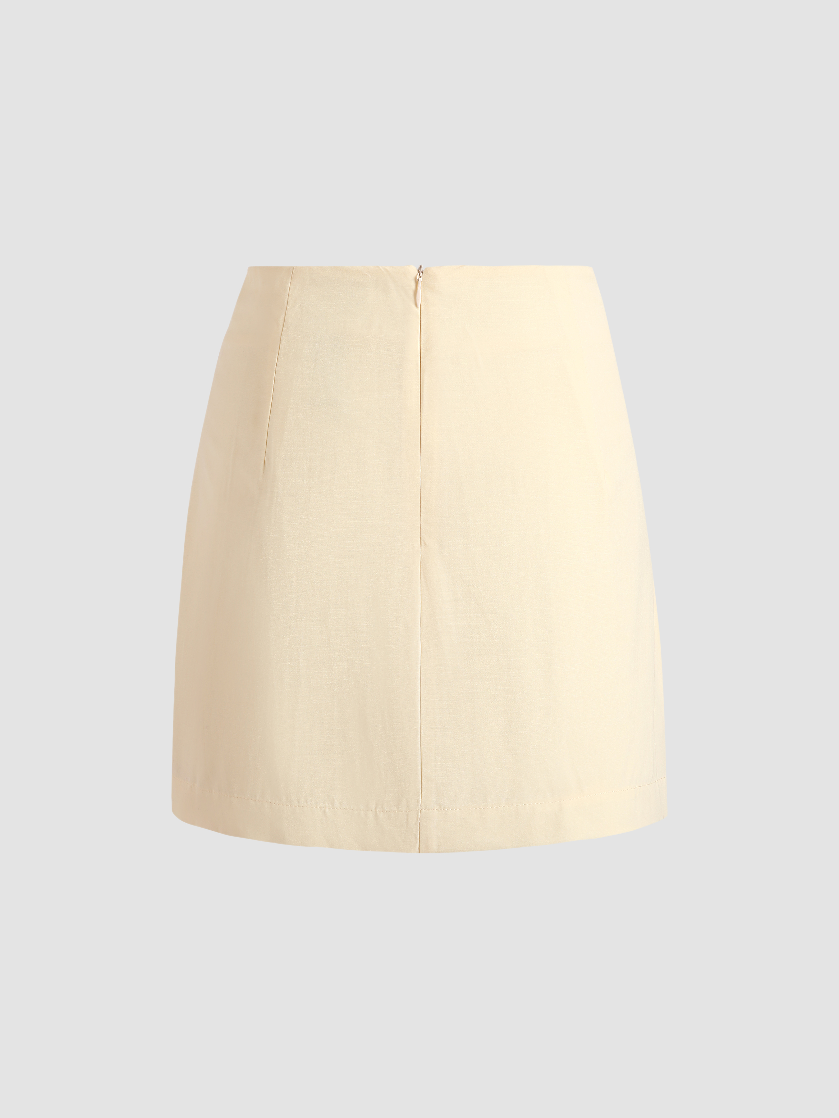 Beige Slit Mini Skirt
