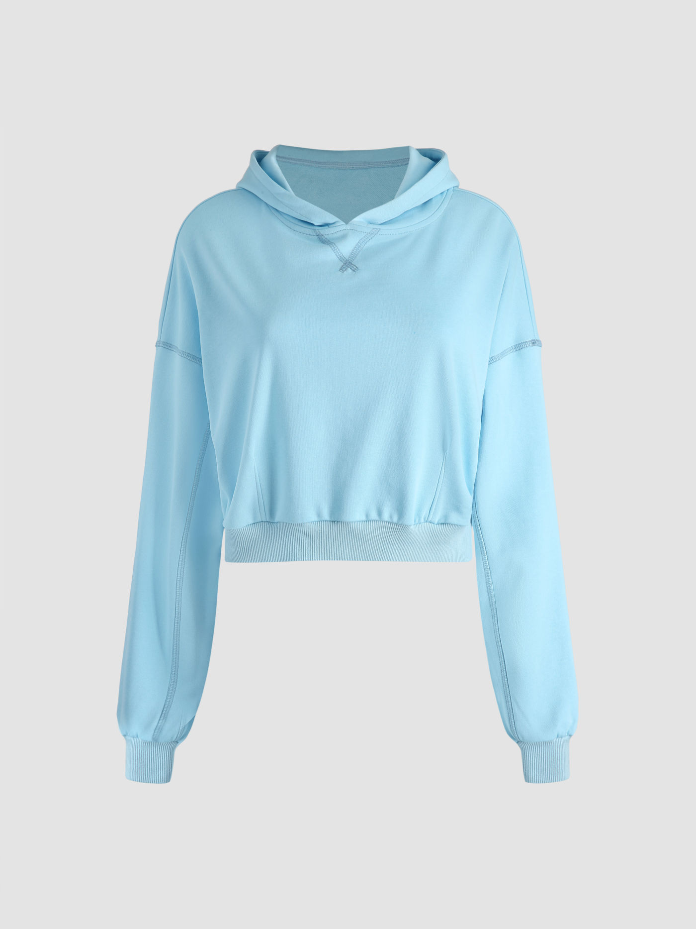 Sky Blue Crop Top Hoodie
