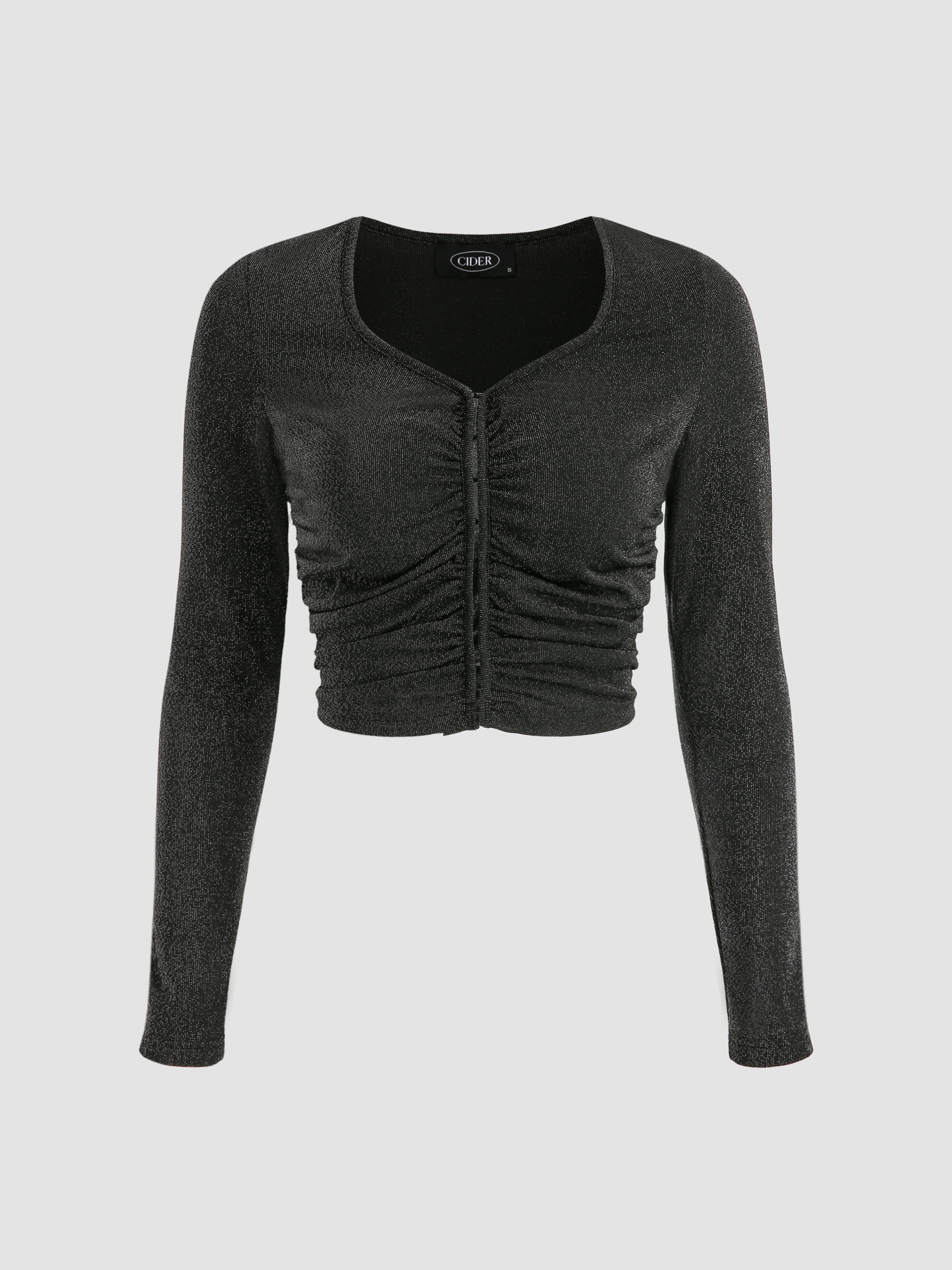 Black Glitter Crop Top