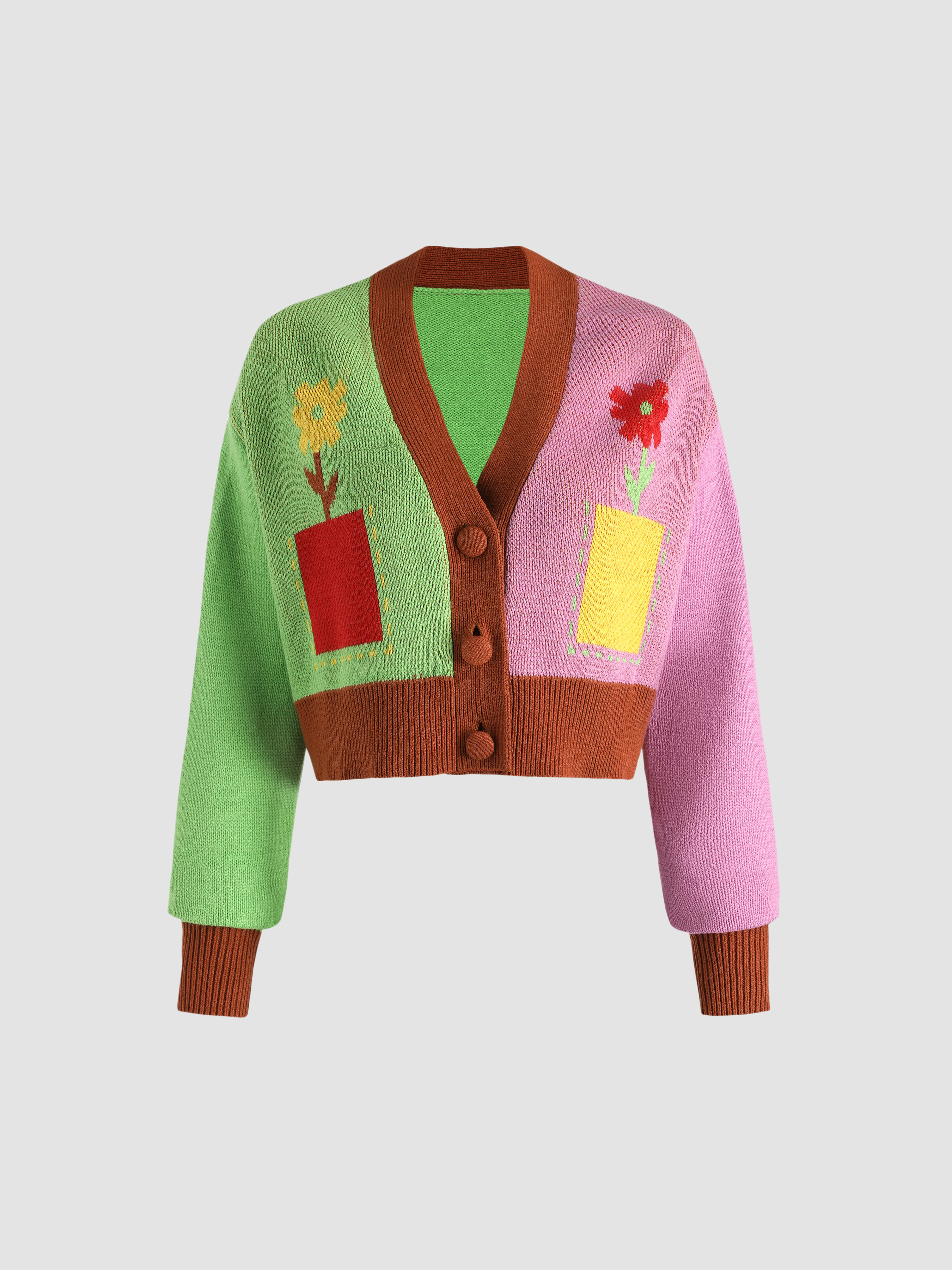 Two Tone Floral Cardigan Cider