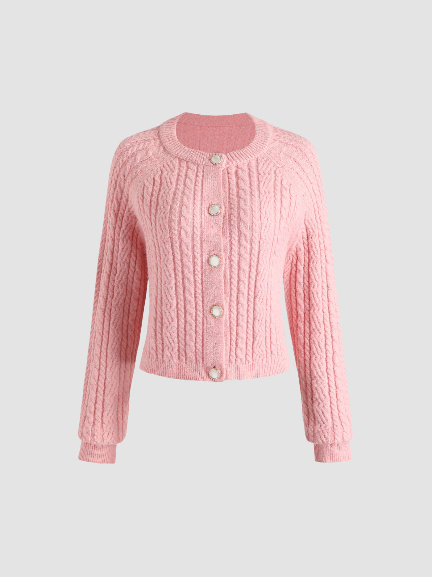 Pink Cable Knit Cardigan