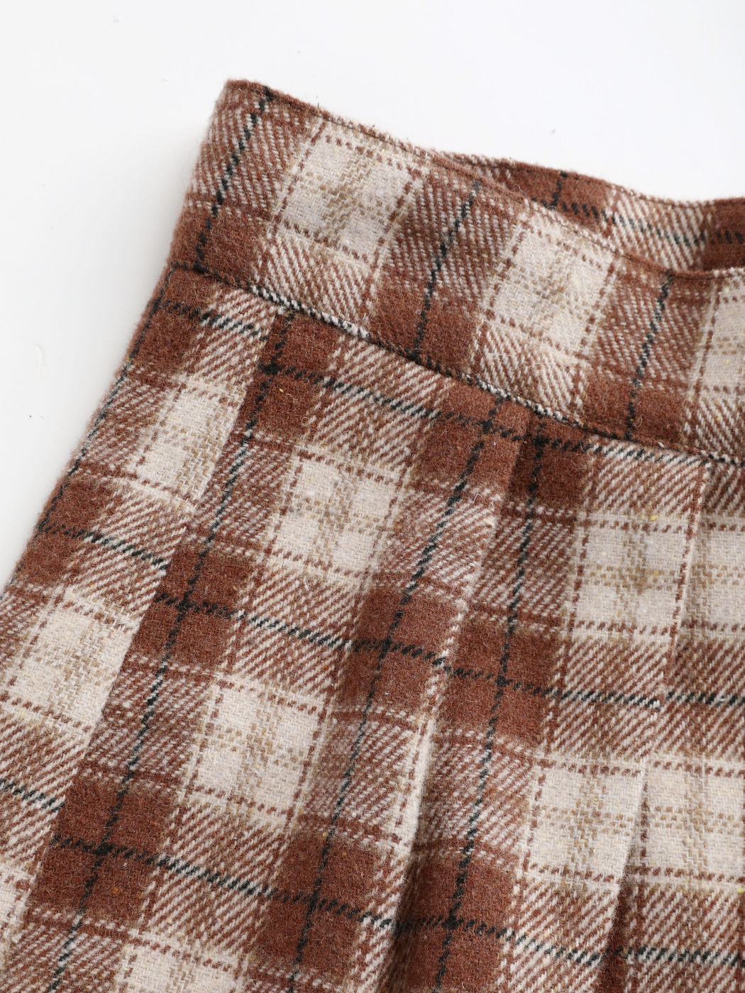 Plaid Pleated Wide Leg Pants Cider