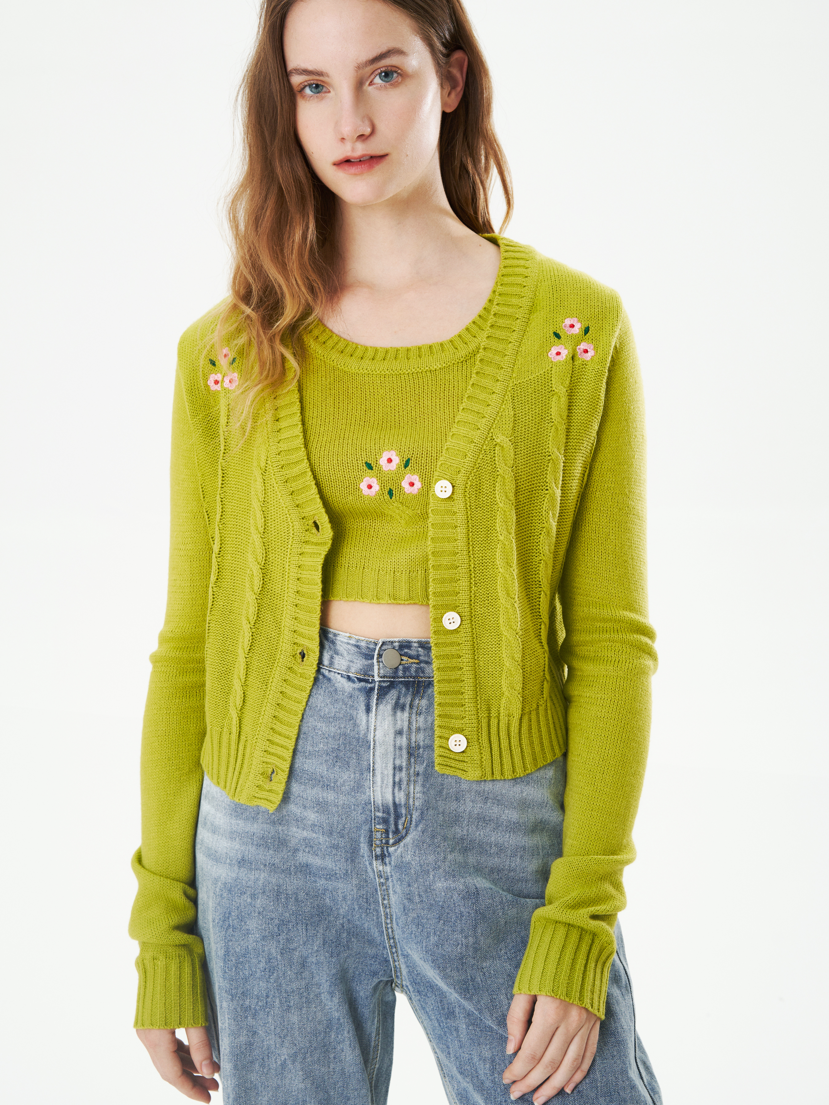 mideal /gritter knit cardigan トップス