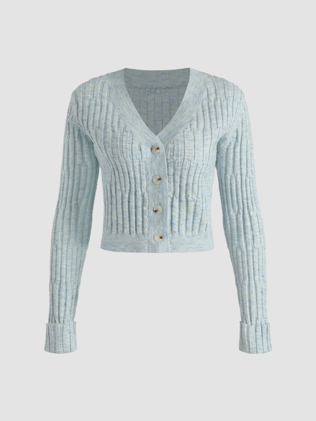 Wool-blend Blue Button Up Cardigan