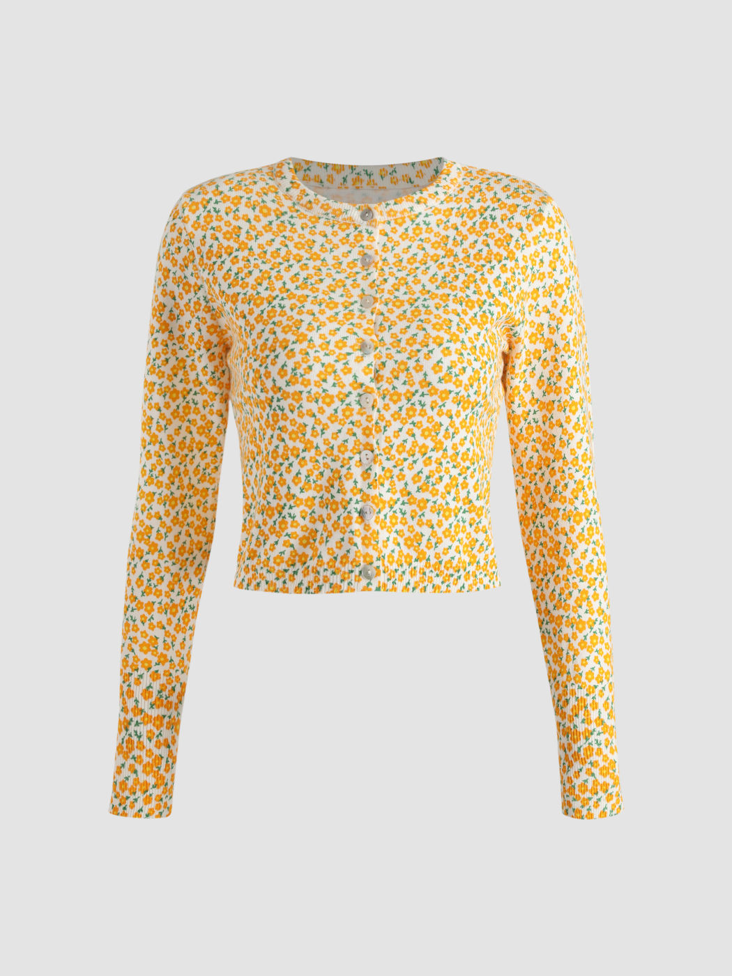 Ditsy Floral Button-Up-Pullover