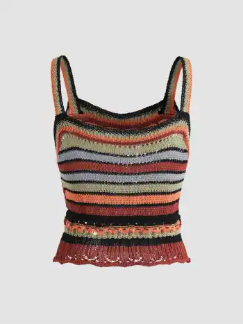 Retro Gestreifte Strickweste
