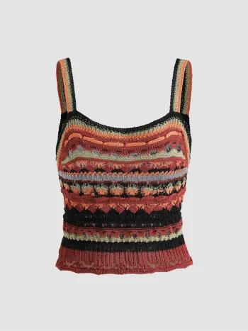 Retro Gestreifte Strickweste