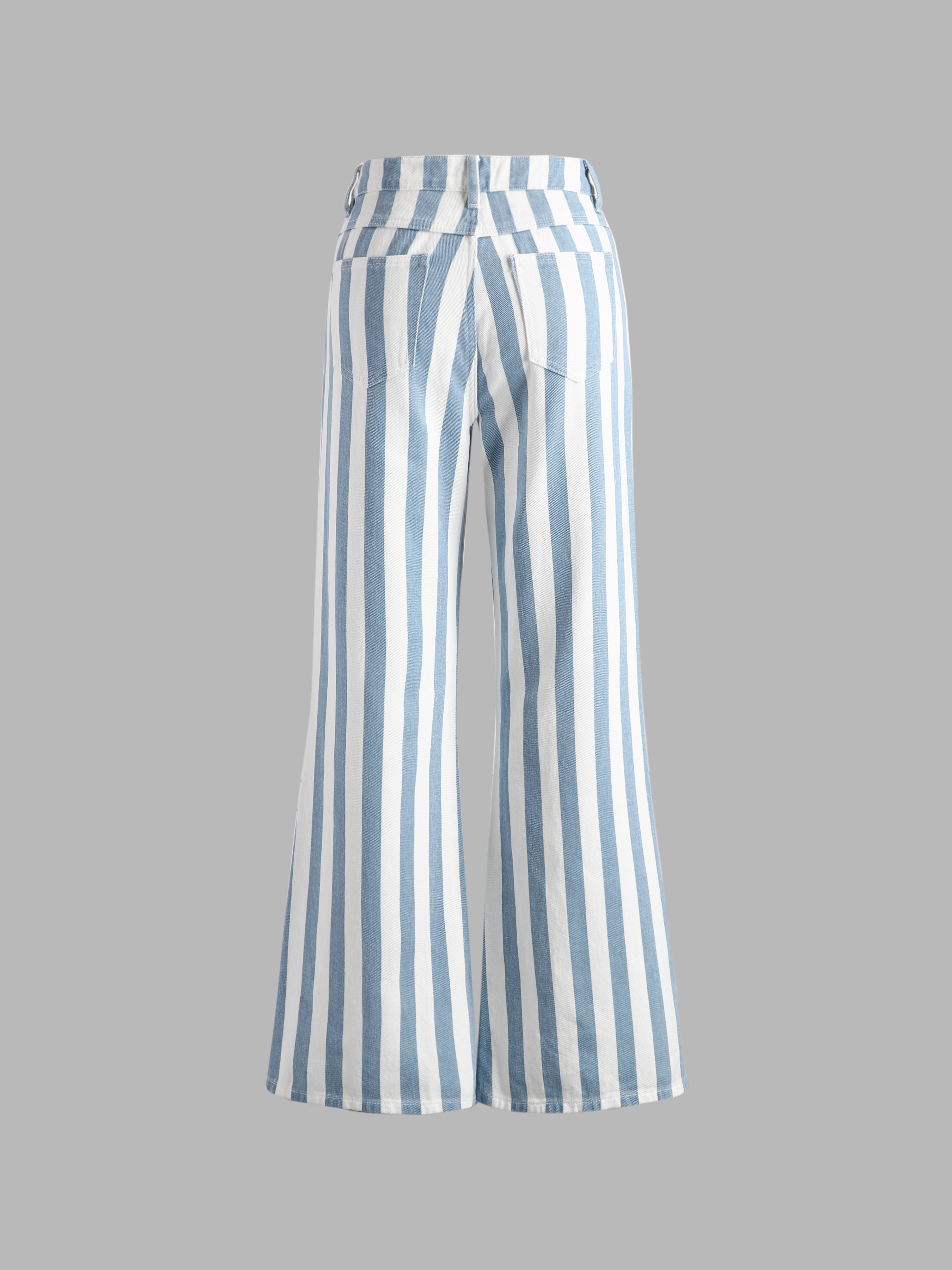 デニム ストライプ ワイドレッグ ジーンズ