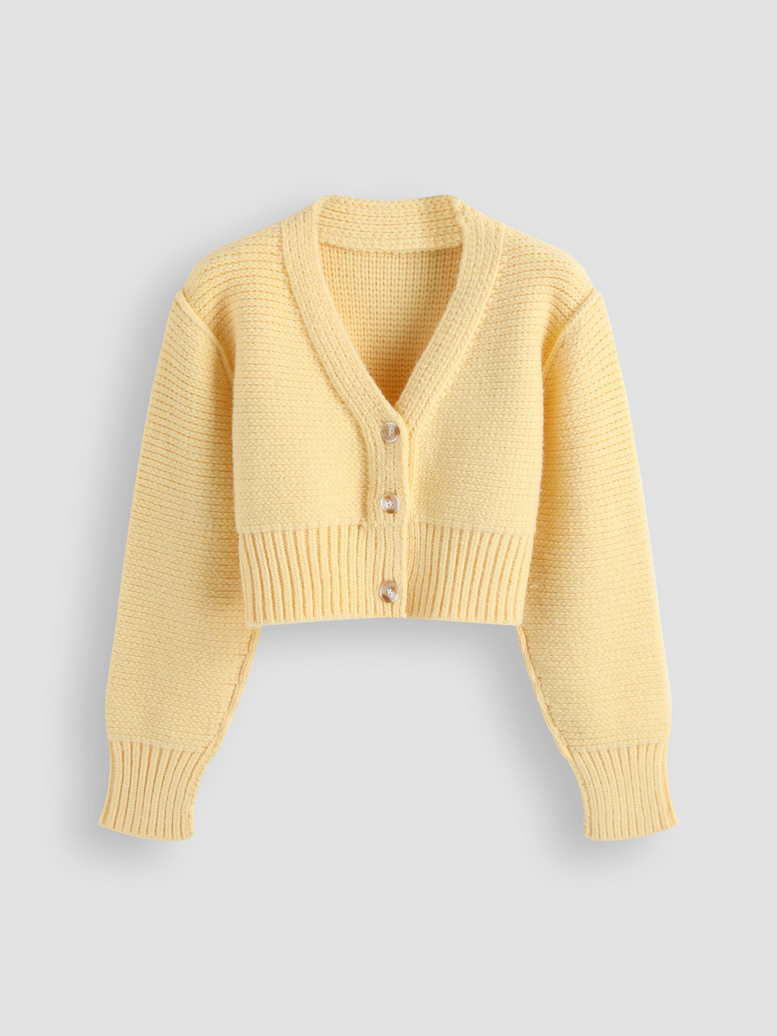 Yellow Button Up Cardigan Cider