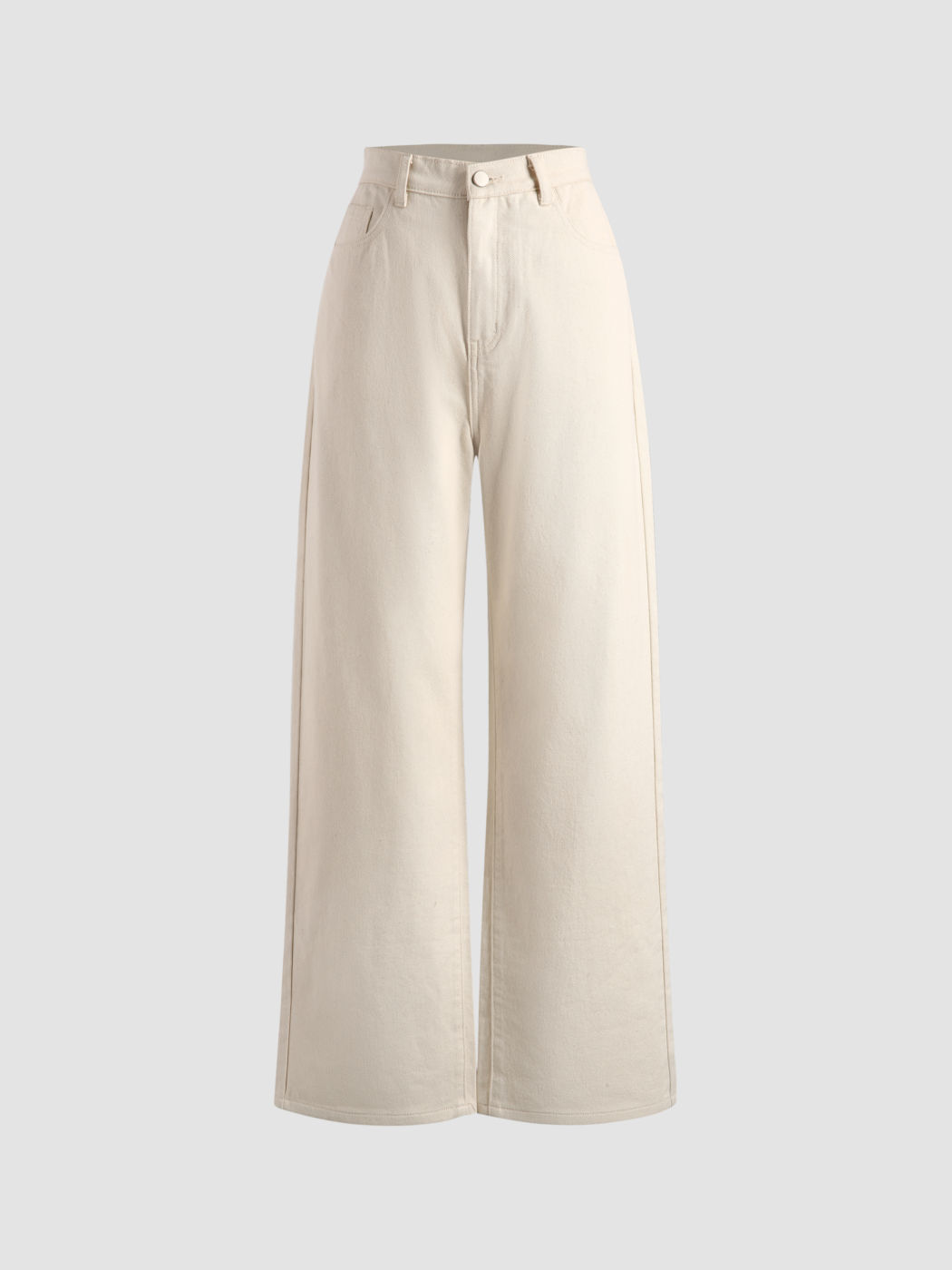 Beige Mid Rise Gerade Jeans