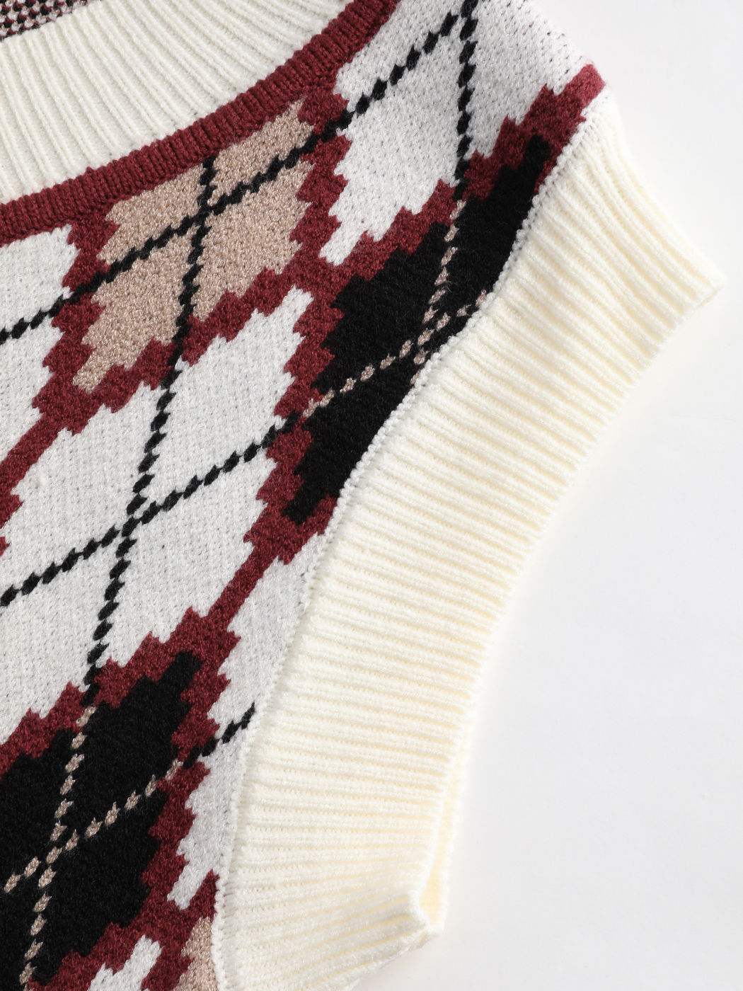 Diamond Pattern Knitted Vest Cider
