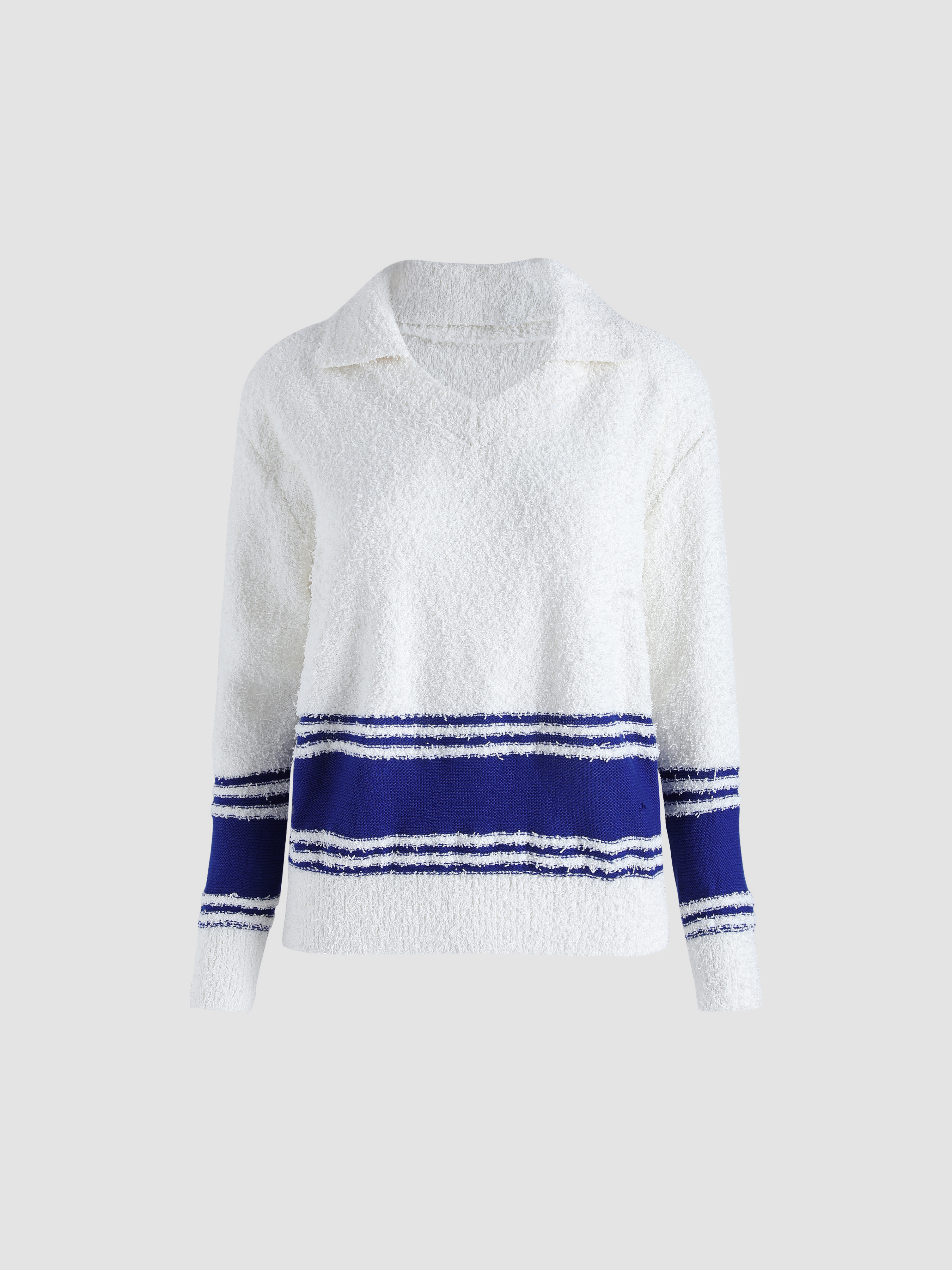 Striped Collar Knitted Top Cider