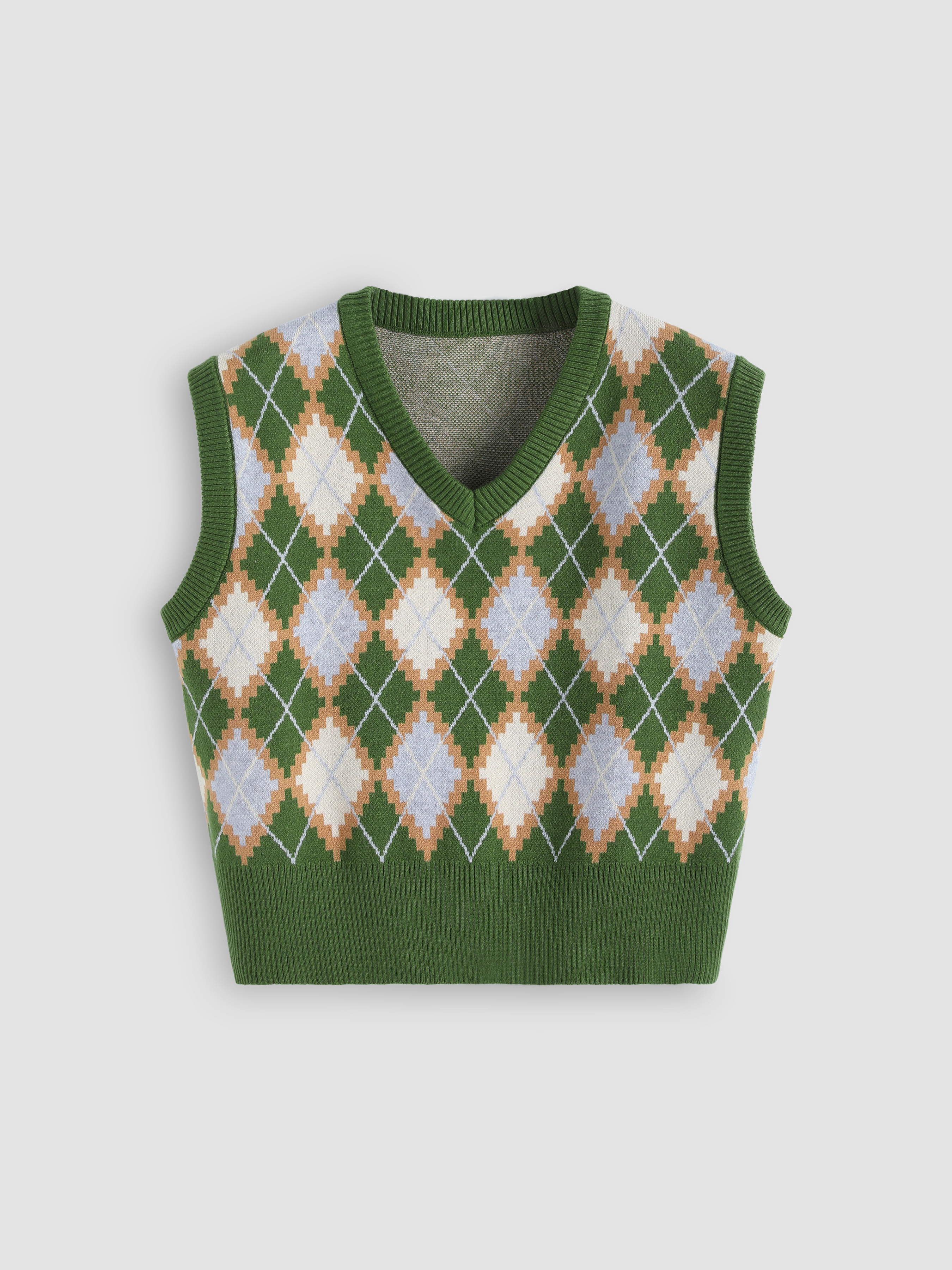 Green argyle shop sweater vest