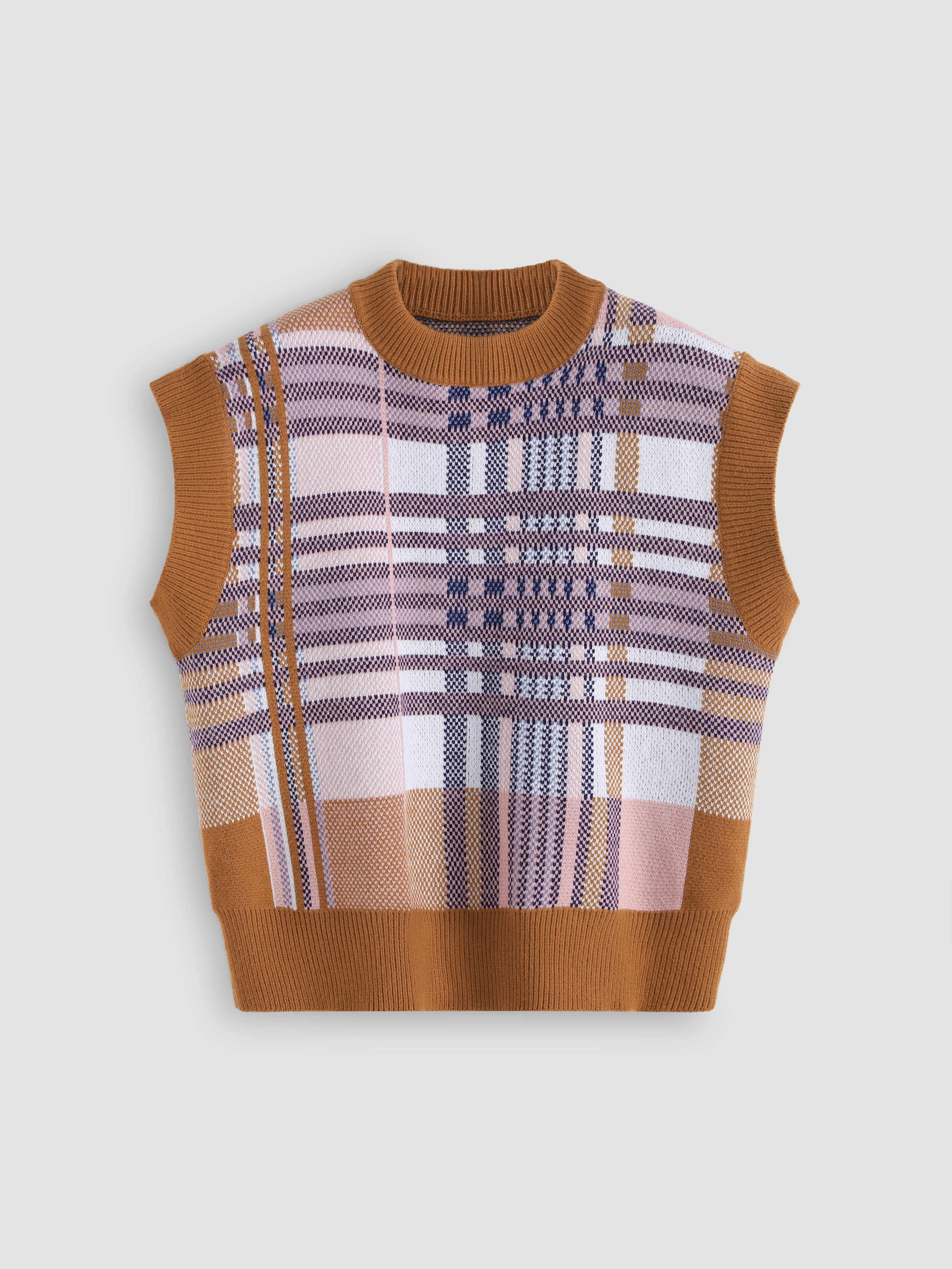 Crossroads Plaid Sweater Vest Cider