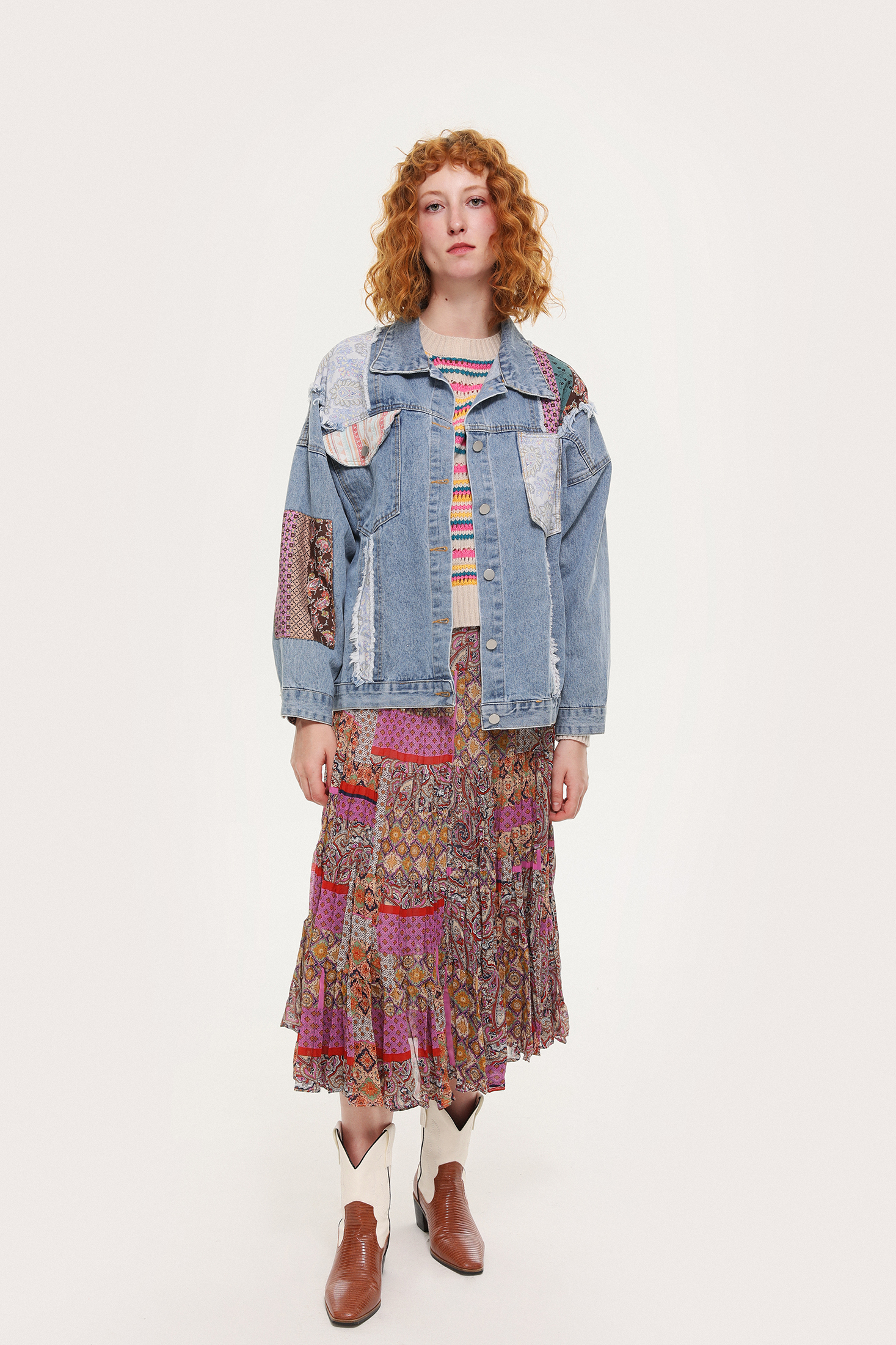 Mix And Match Patchwork Denim Jacket