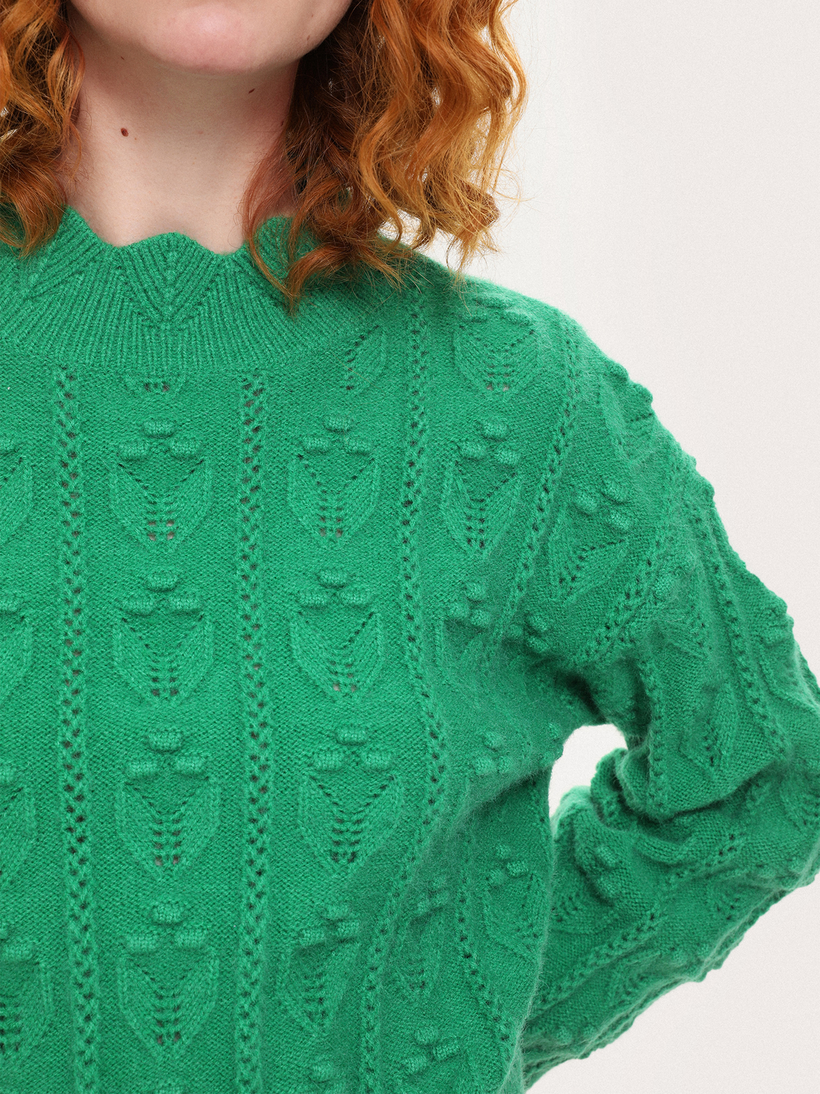 green high neck sweater