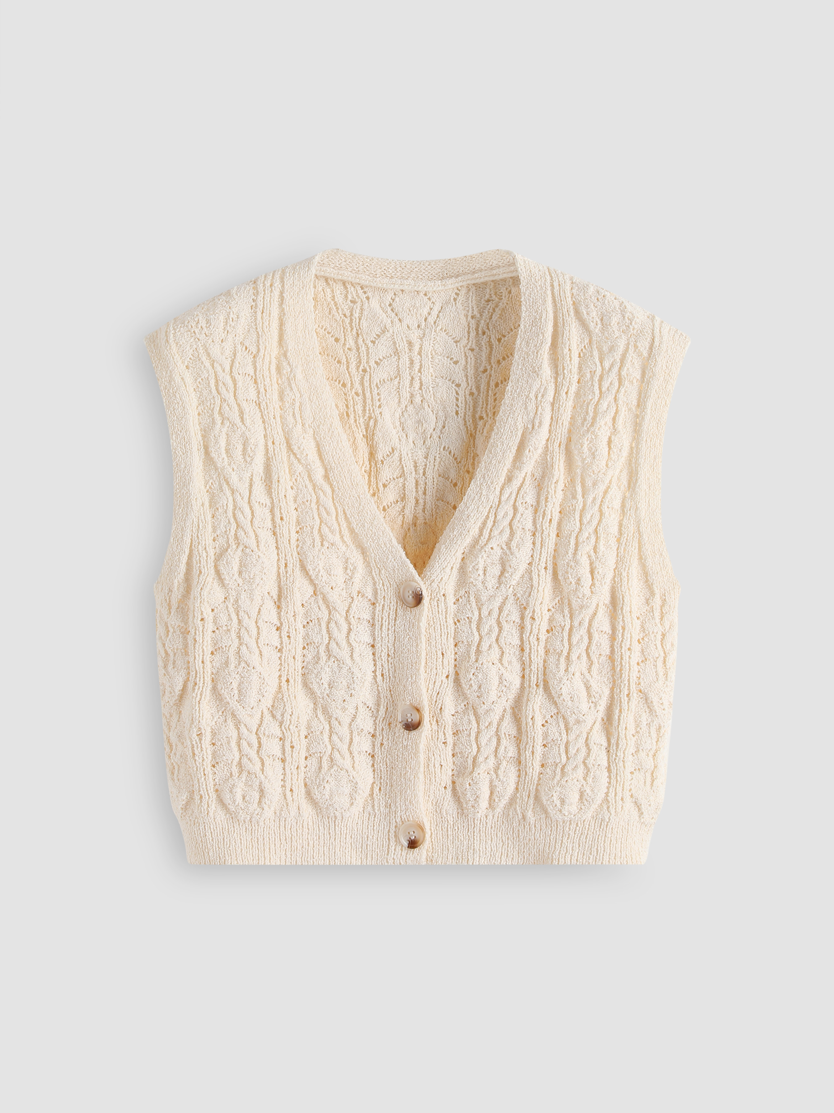 Beige Texture Knit Vest Cider