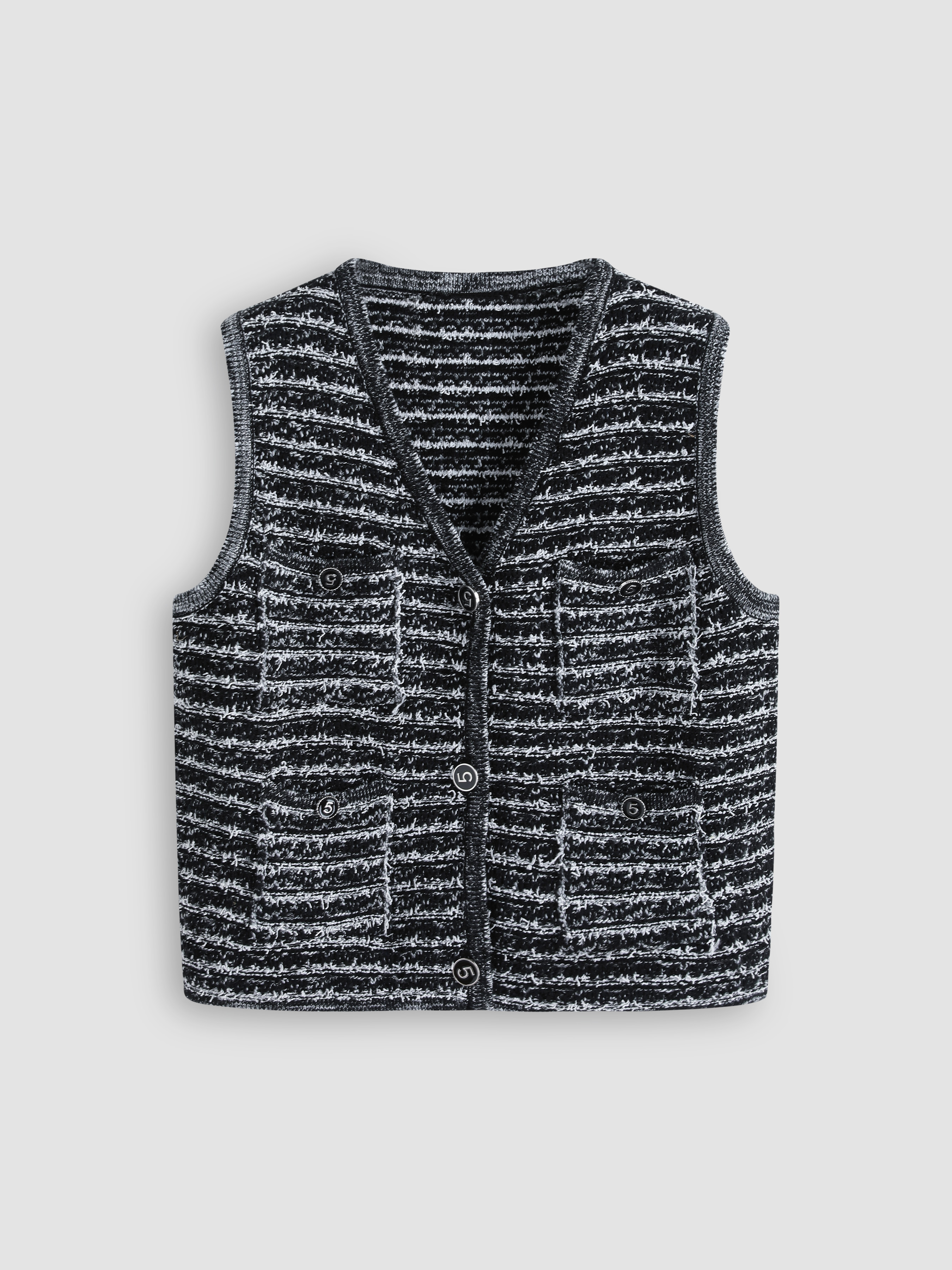 Black Tweed Knit Vest - Cider