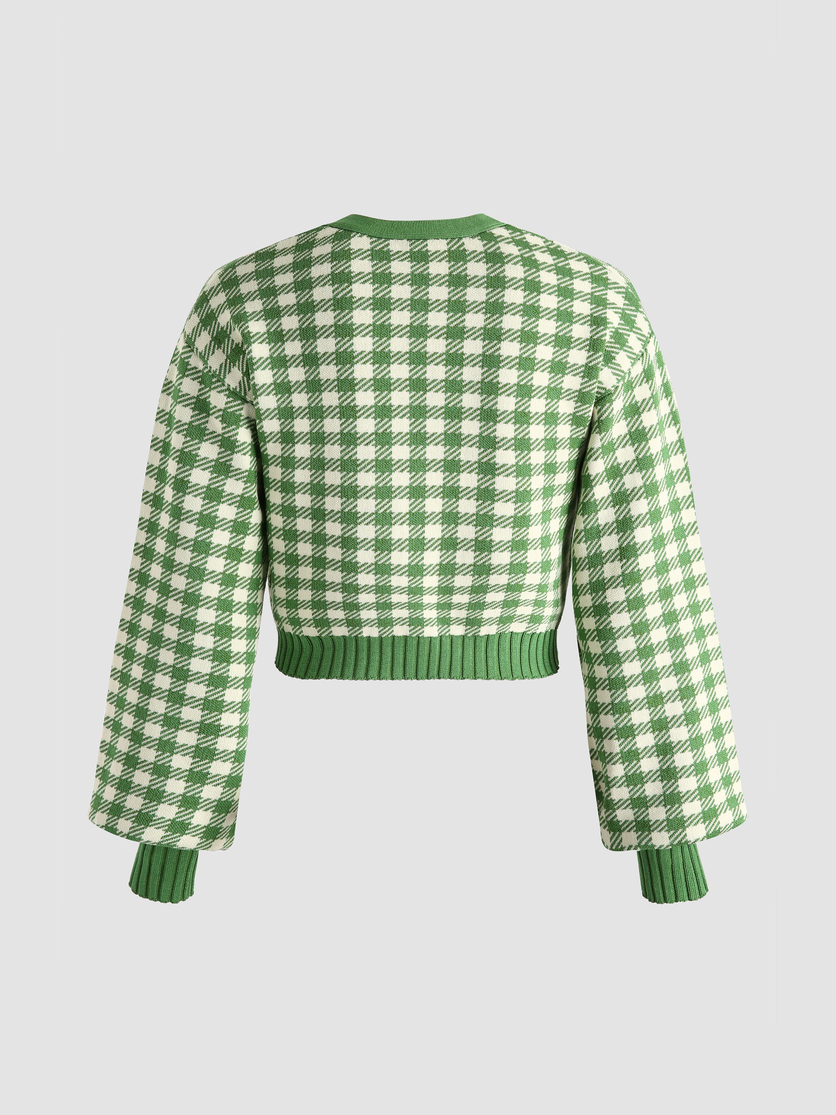 Houndstooth Knit Top