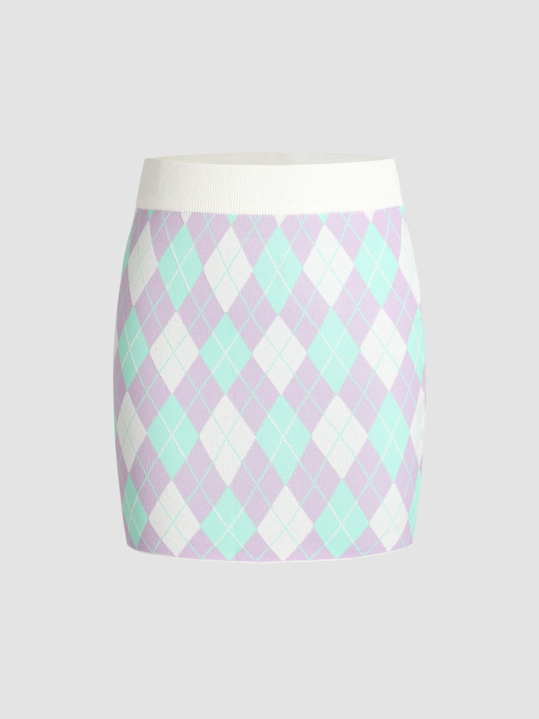 Lila Strickrock mit Argyle-Print