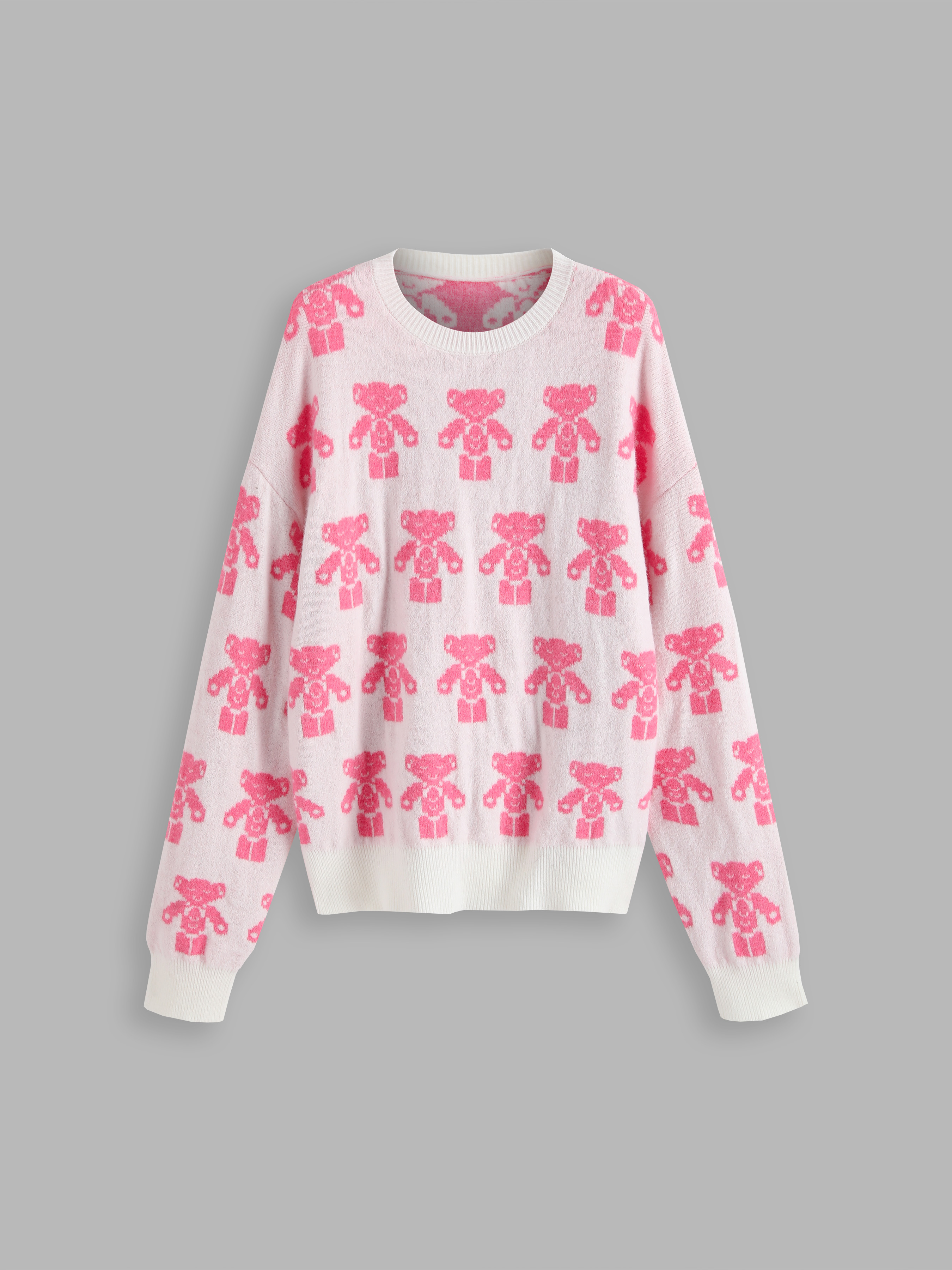 Robot Bear Pattern Sweater Cider