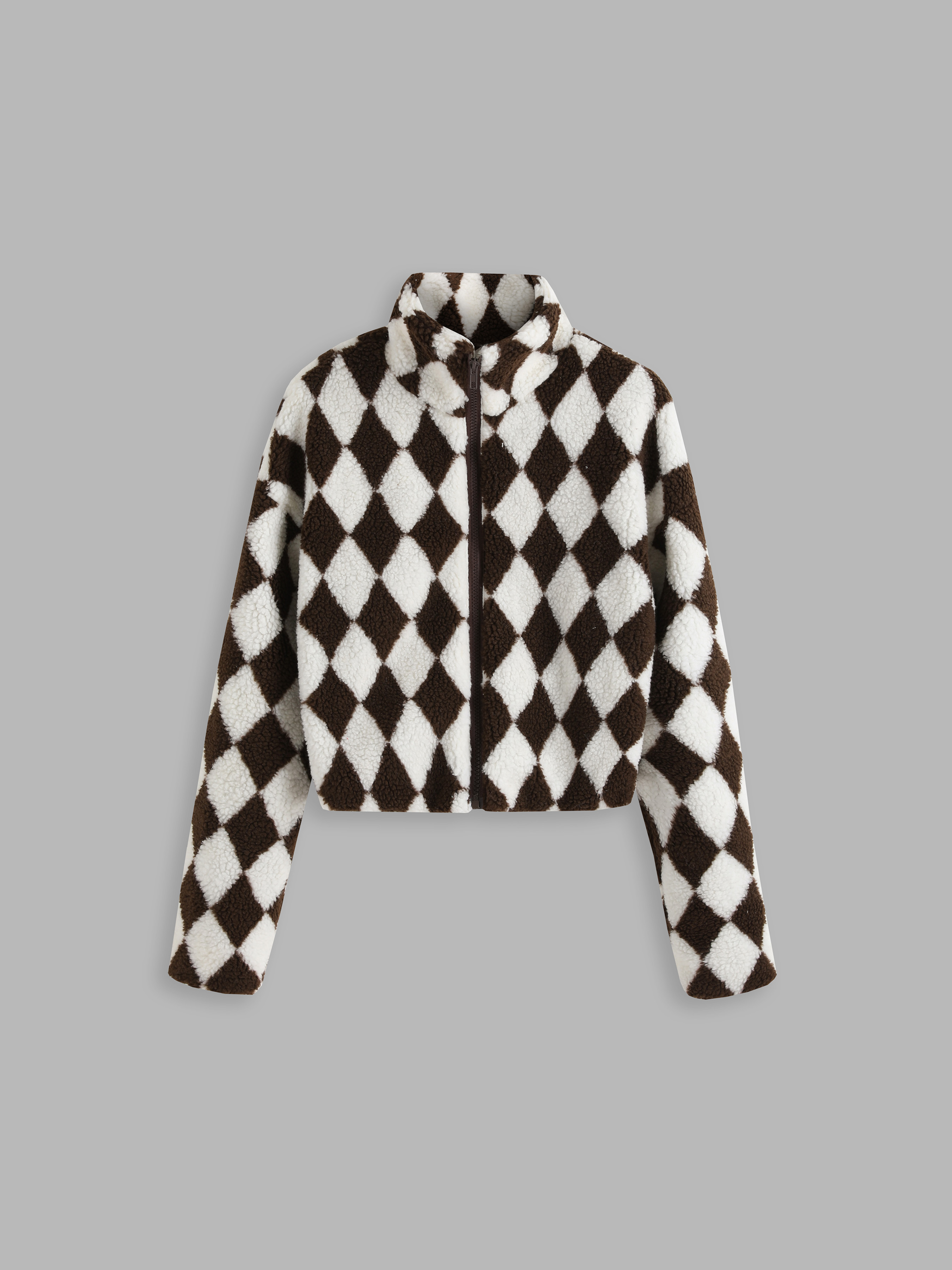 Fuzzy hot sale checkered jacket