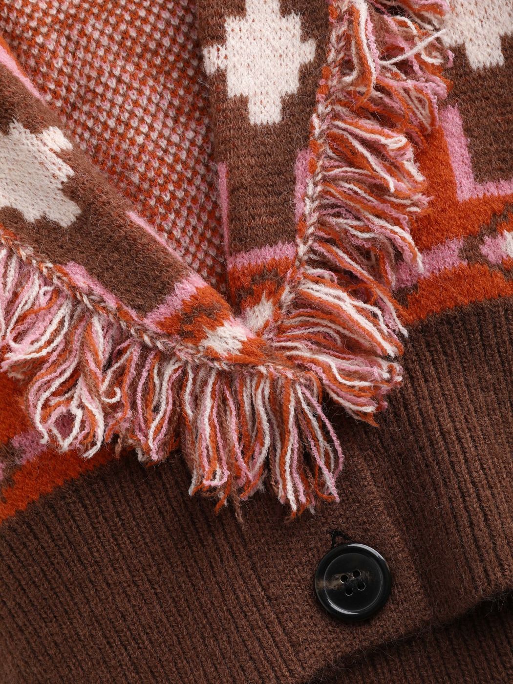 Knit Fabric Boho Sweater With Tassels