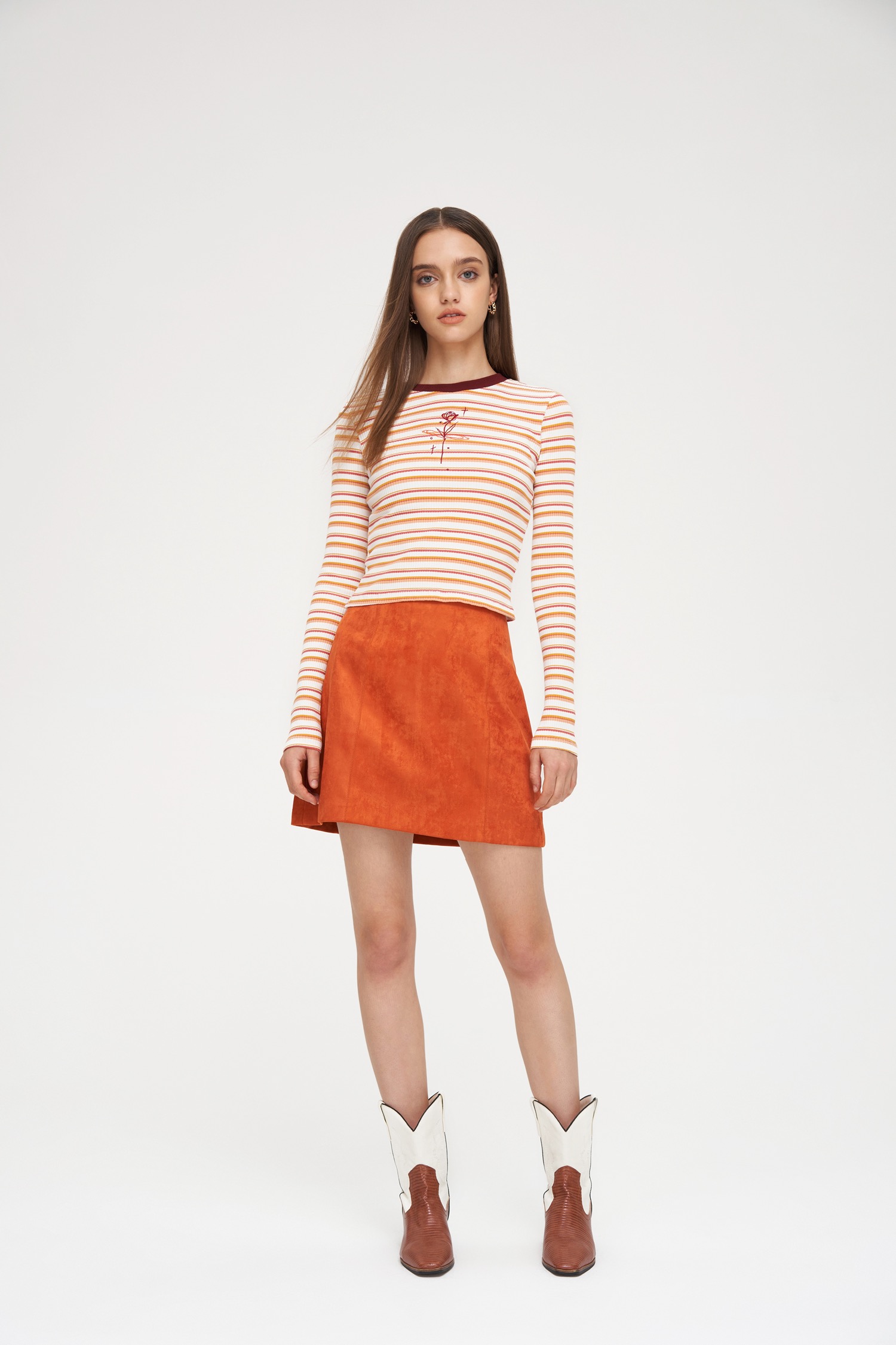 Orange suede hotsell mini skirt