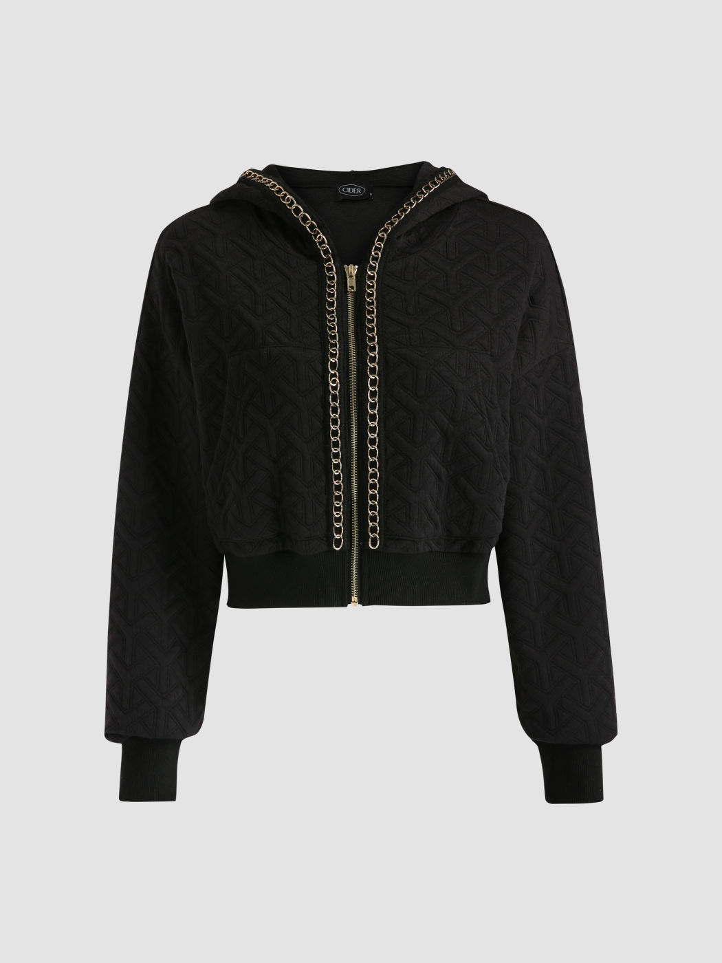 Metal Chain Design Hooded Jacket