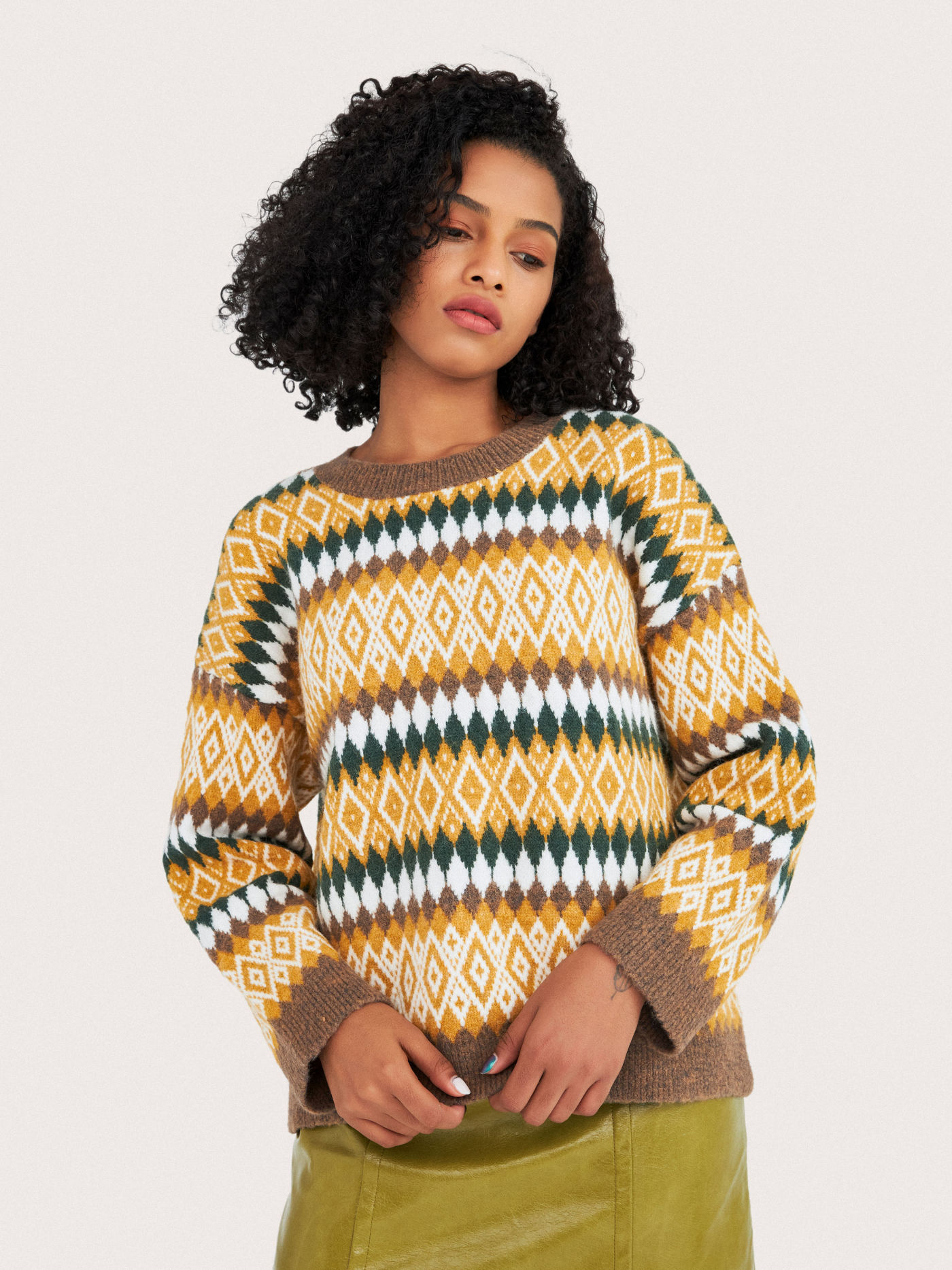 Vintage Argyle Print Sweater