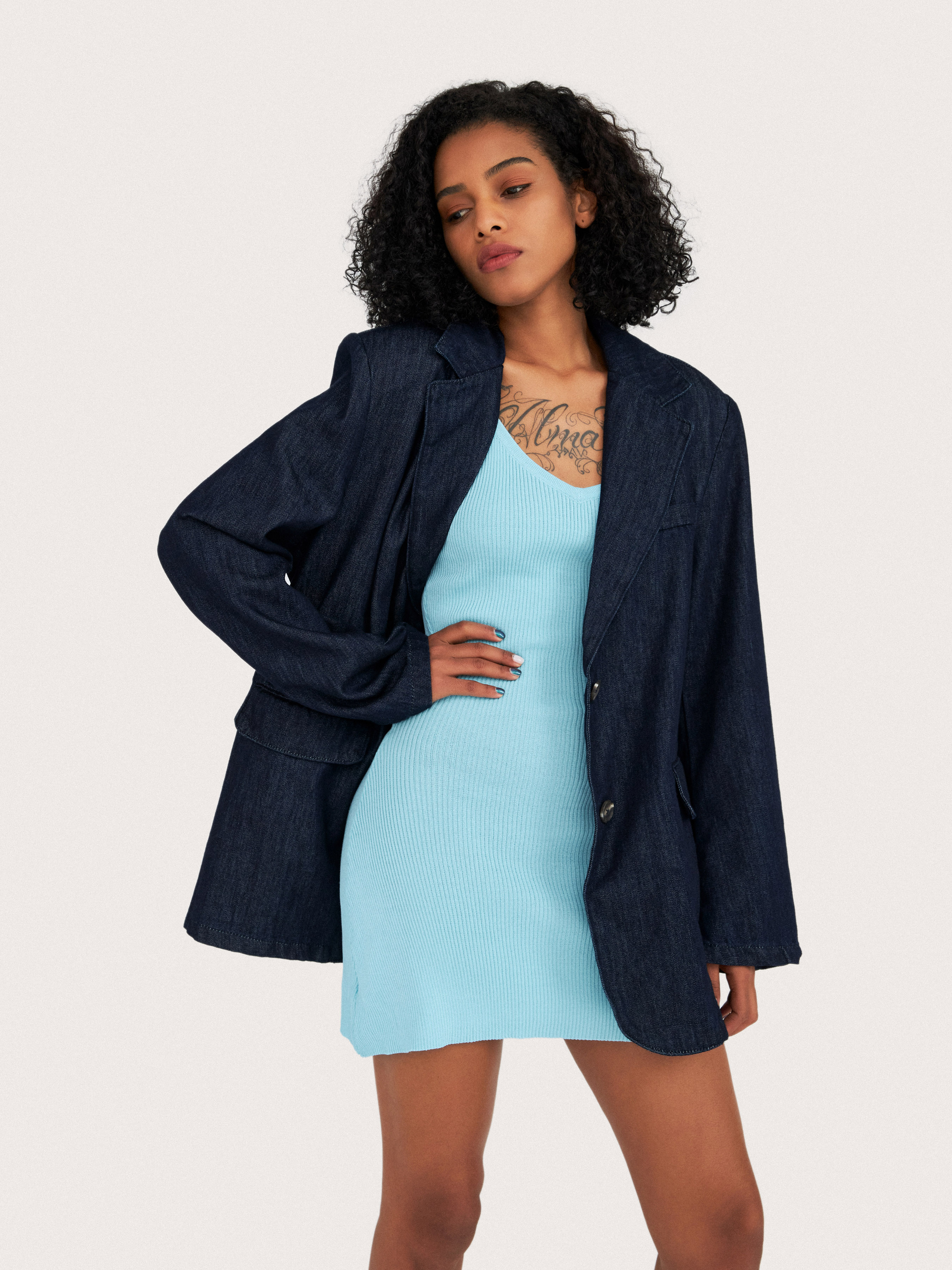 Casual Denim Blazer Cider