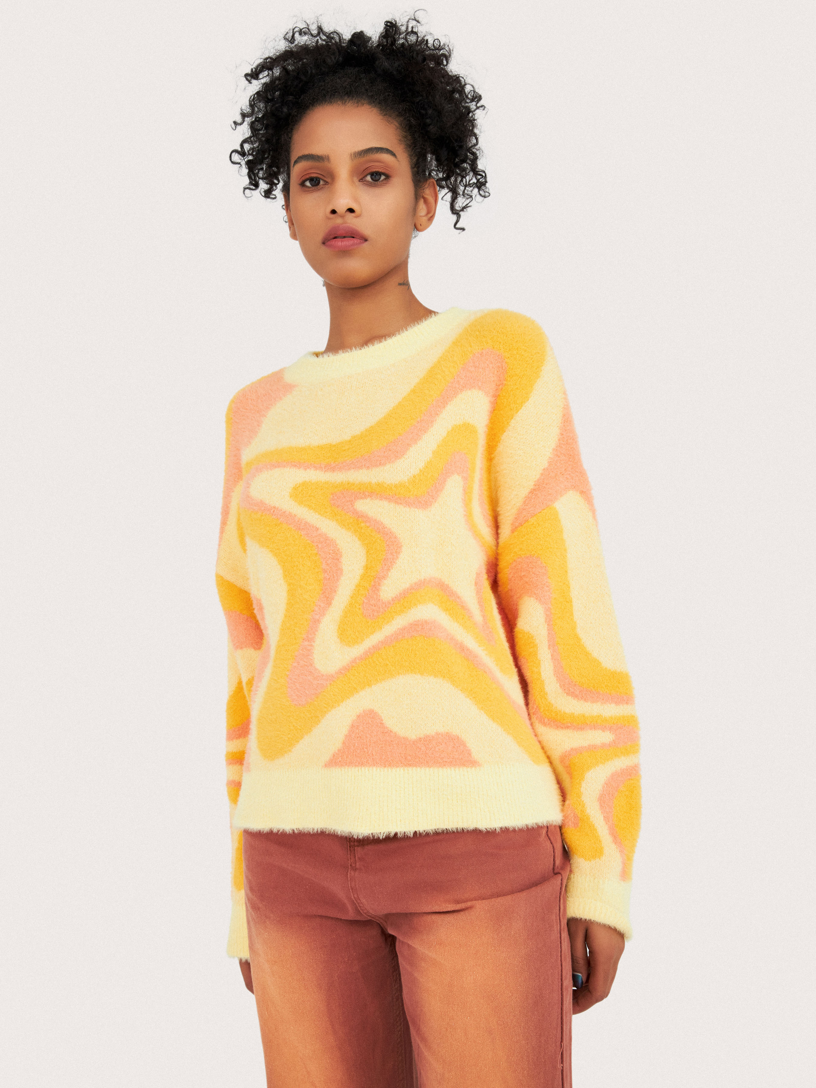 Star Wave Long Sleeve Sweater Cider