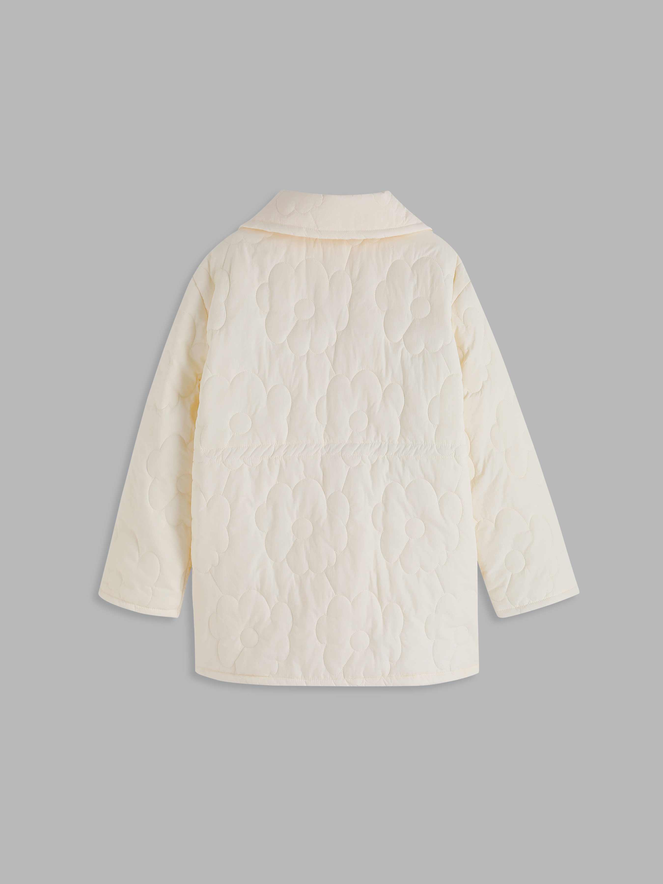 Floral Jacquard Puffer Coat - Cider