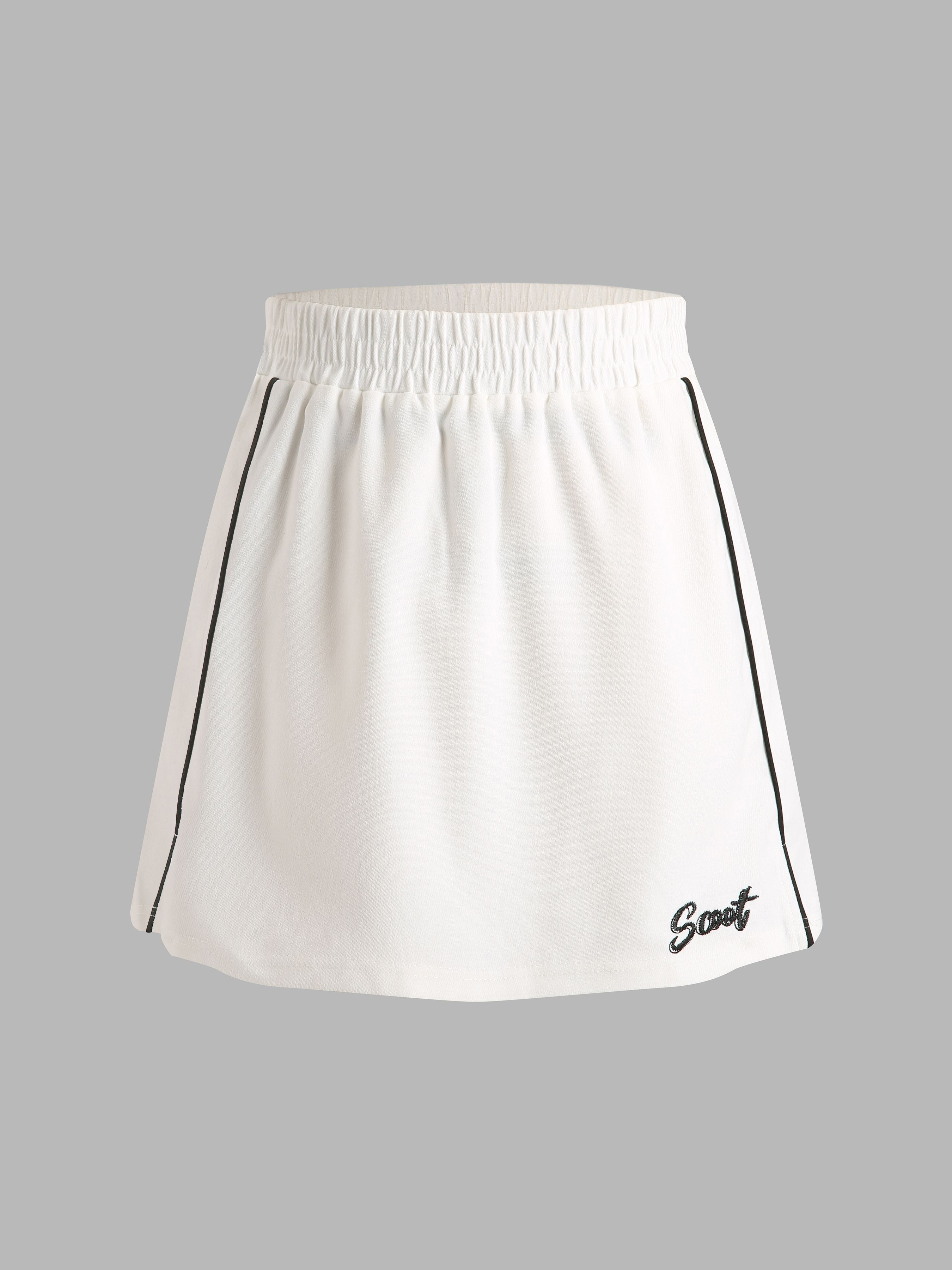 White Sporty Sweat Mini Skirt Cider