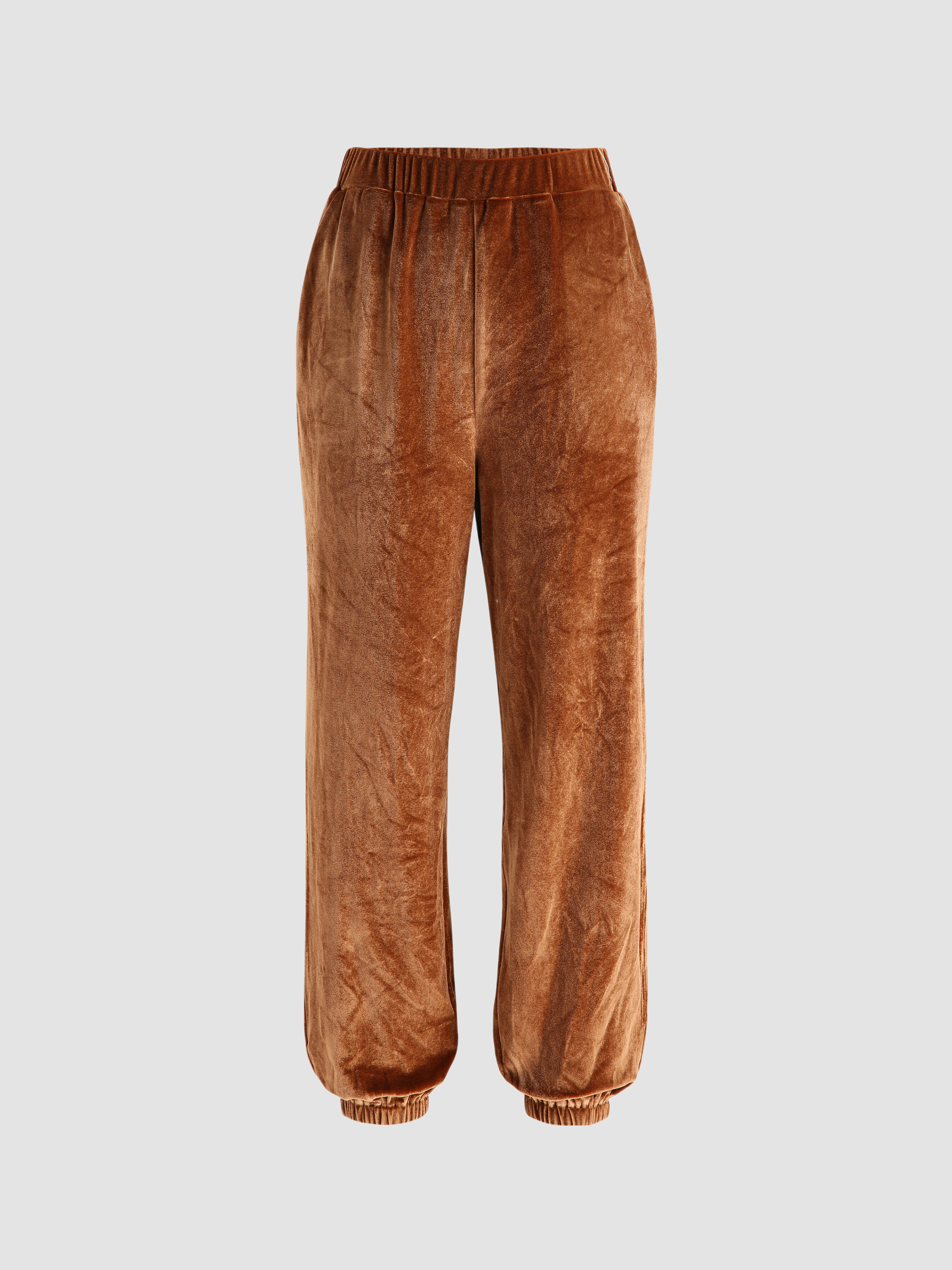 Brown Velvet Joggers - Cider