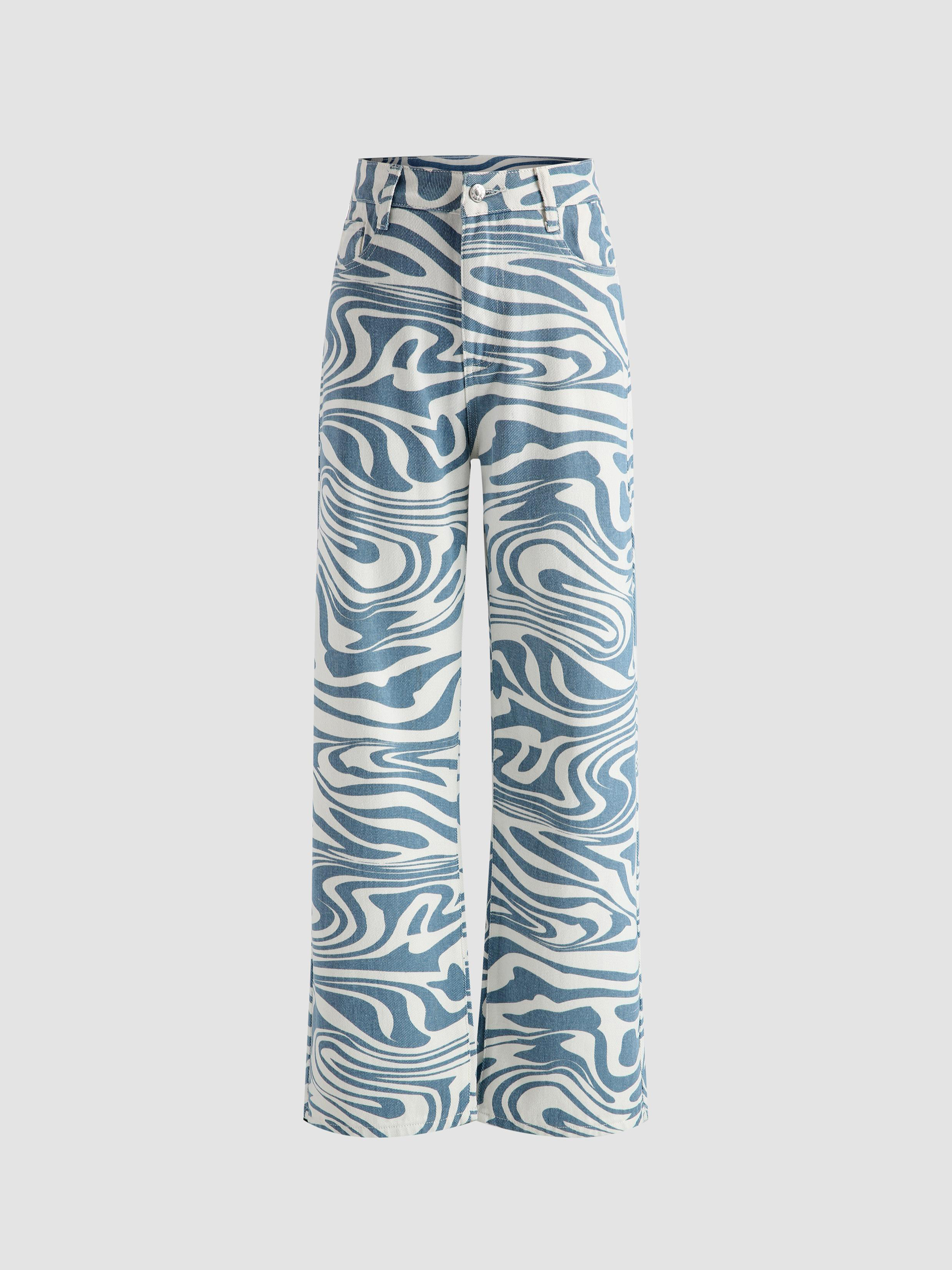 Wide Legged Cotton Pant Navy Blue Print | Karma East Australia