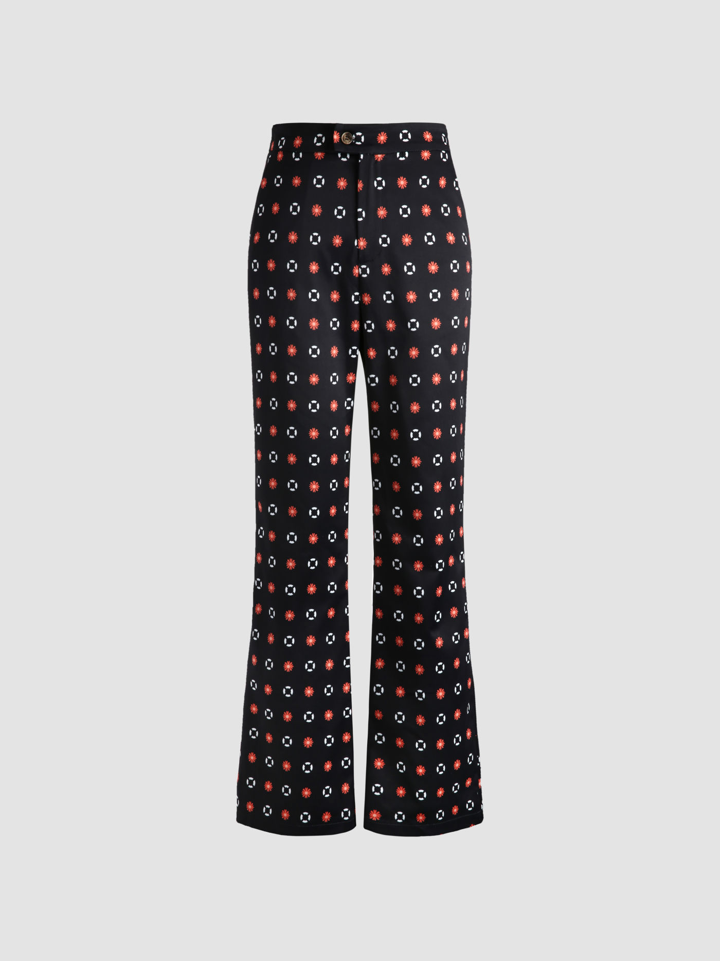 Pantaloni stampati a fiori a vita alta