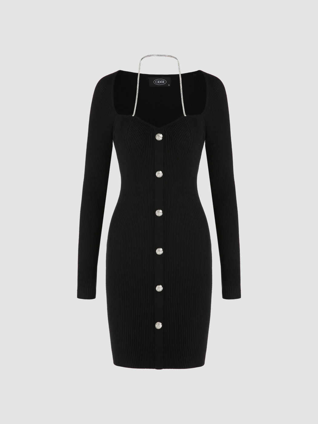 Schwarzes Strick-Minikleid