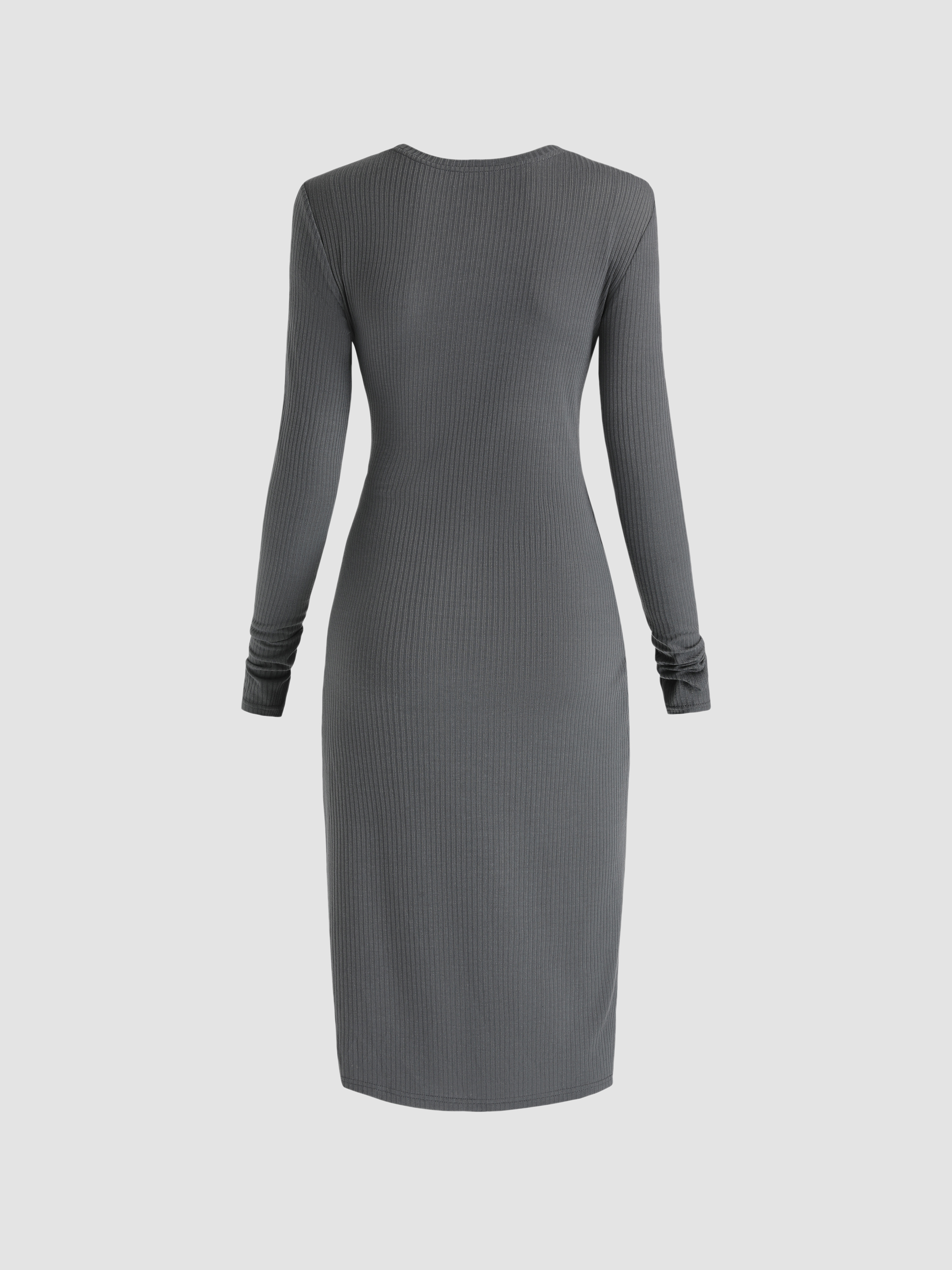 Emmiol Free shipping 2024 Gray Ribbed Bodycon Maxi Dress Gray S in