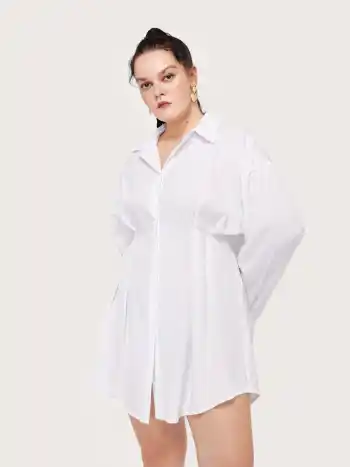  Curve&Plus Knopfleiste Korsett Hemdkleid