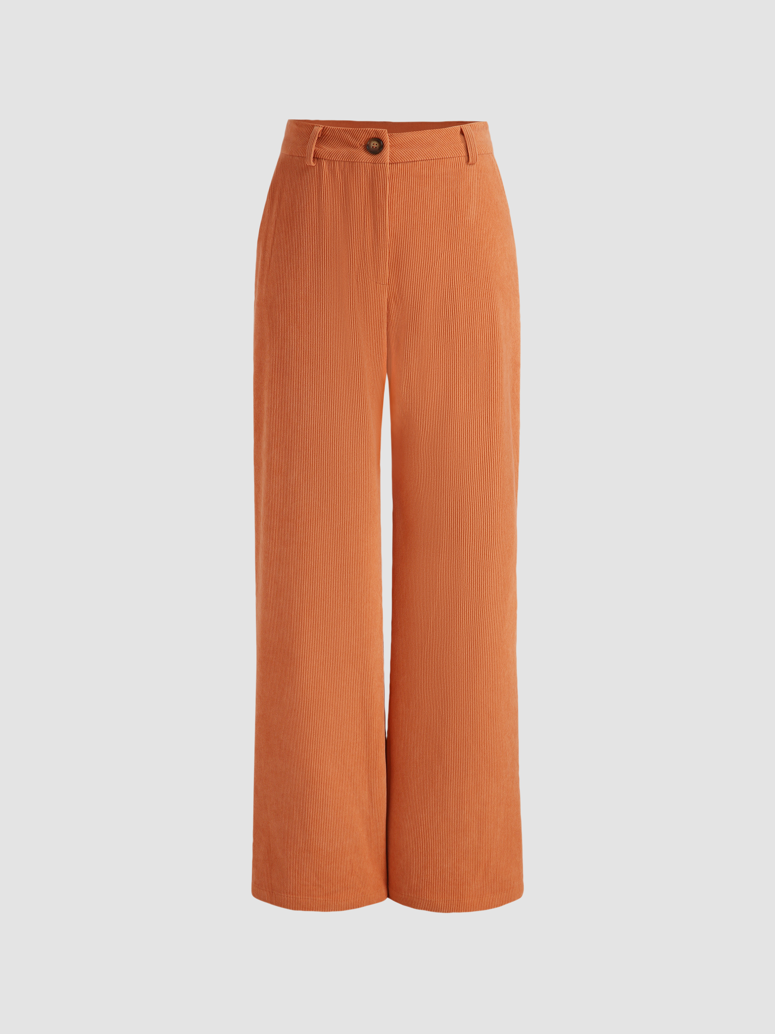 Orange Corduroy Straight Pants - Cider